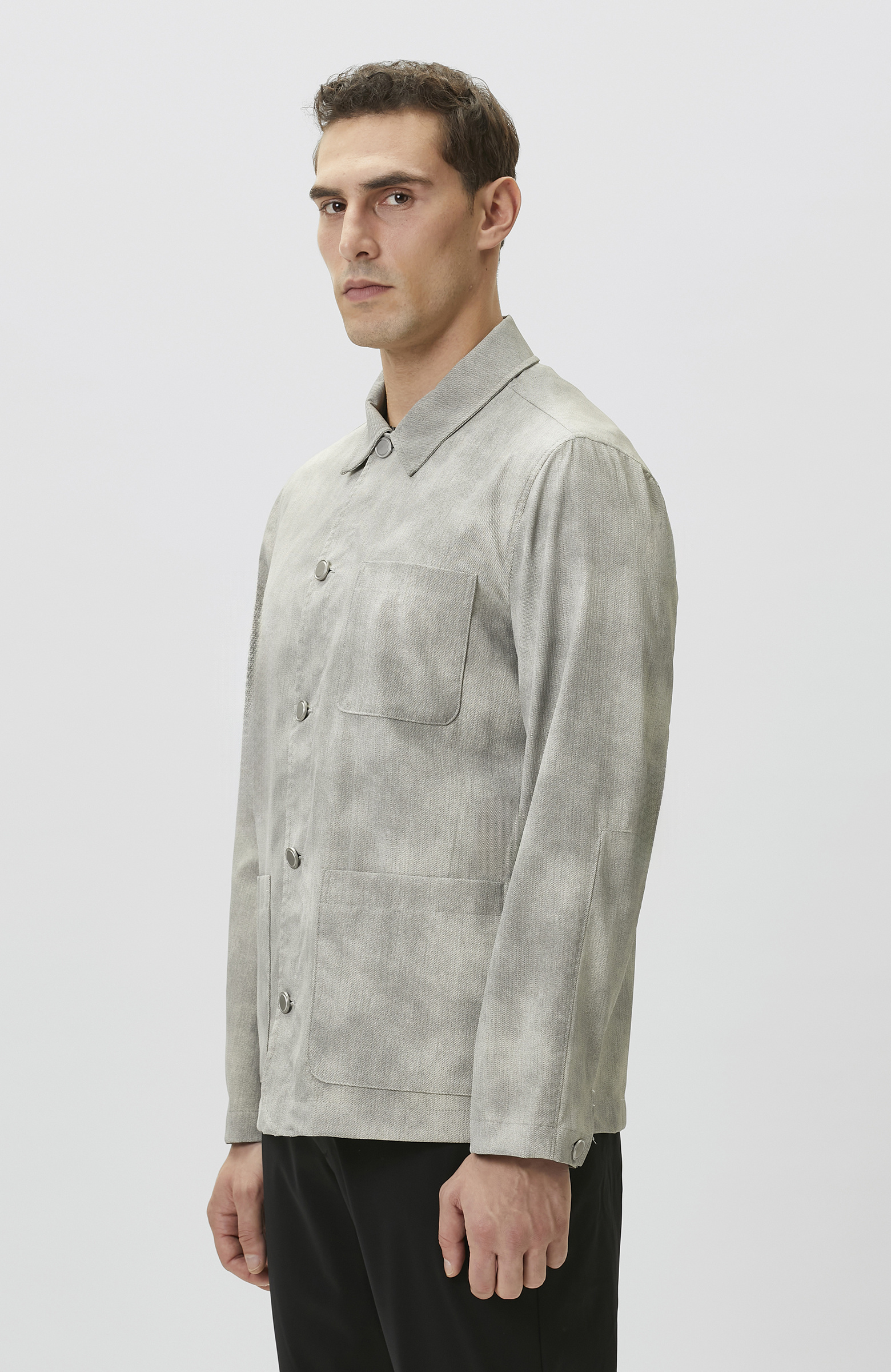 Bej Gömlek Yaka Desenli Ceket