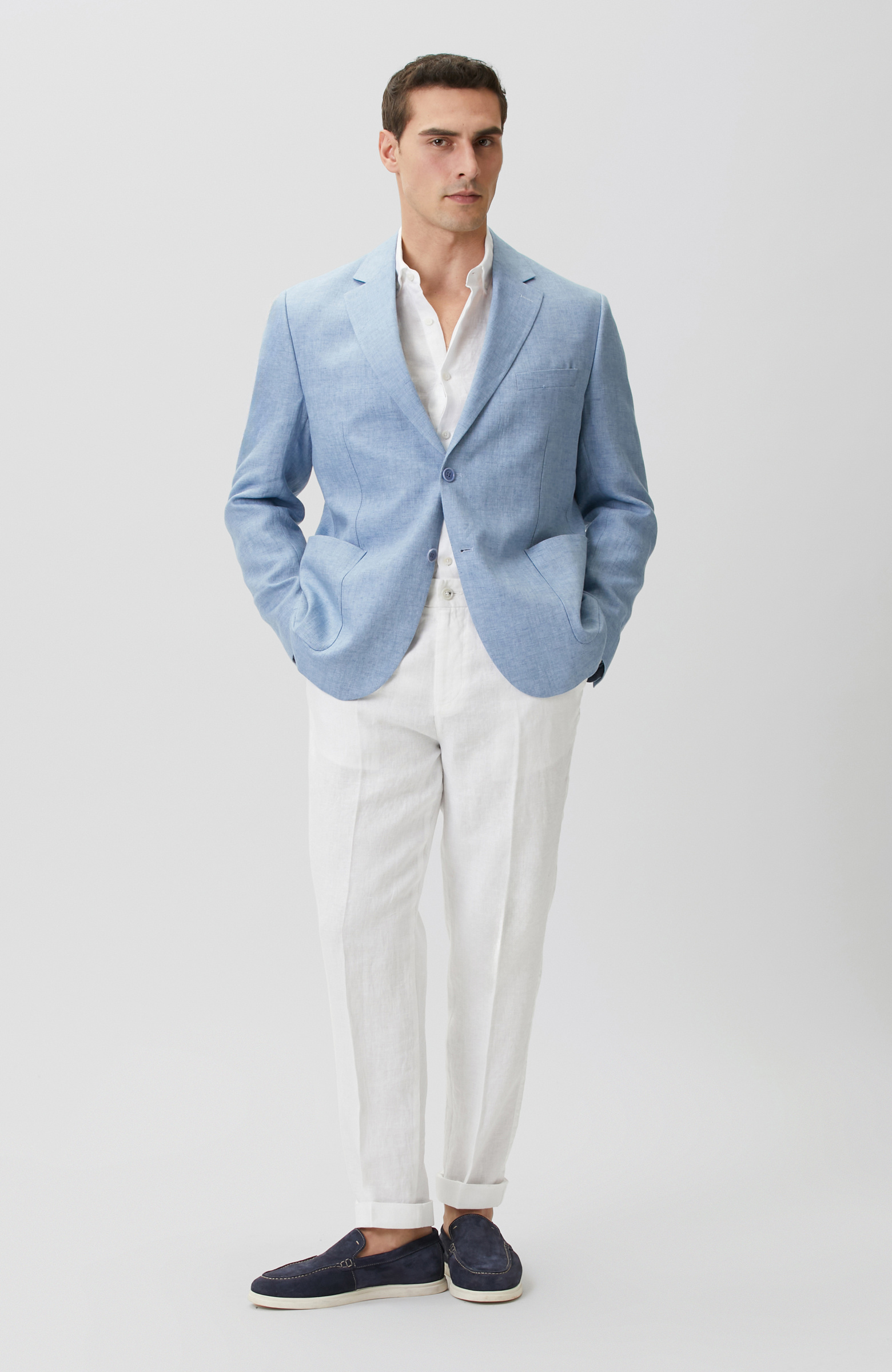 Mavi Klasik Keten Ceket