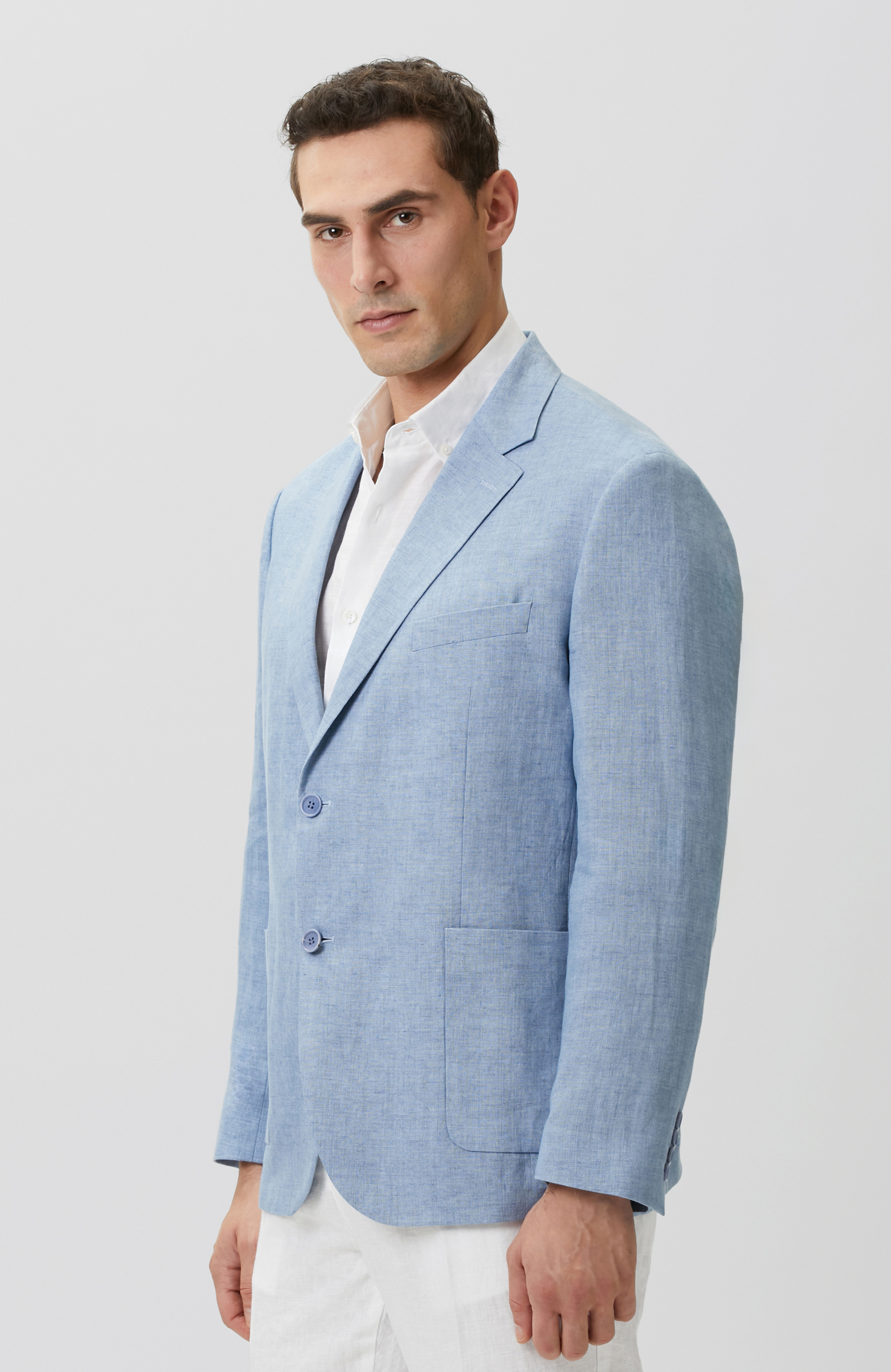 Mavi Klasik Keten Ceket