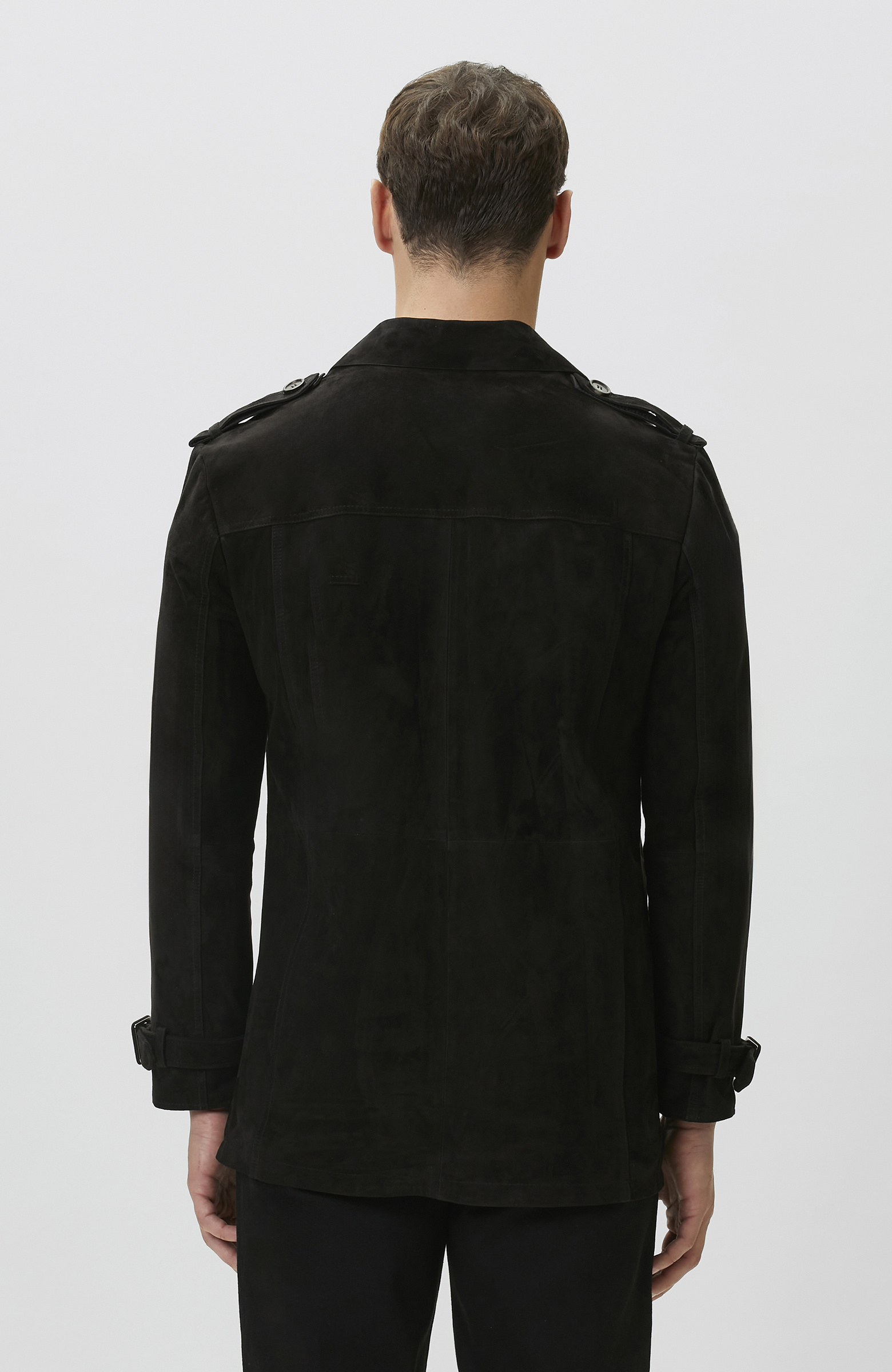 Siyah Çift Taraflı Süet Deri Pardösü