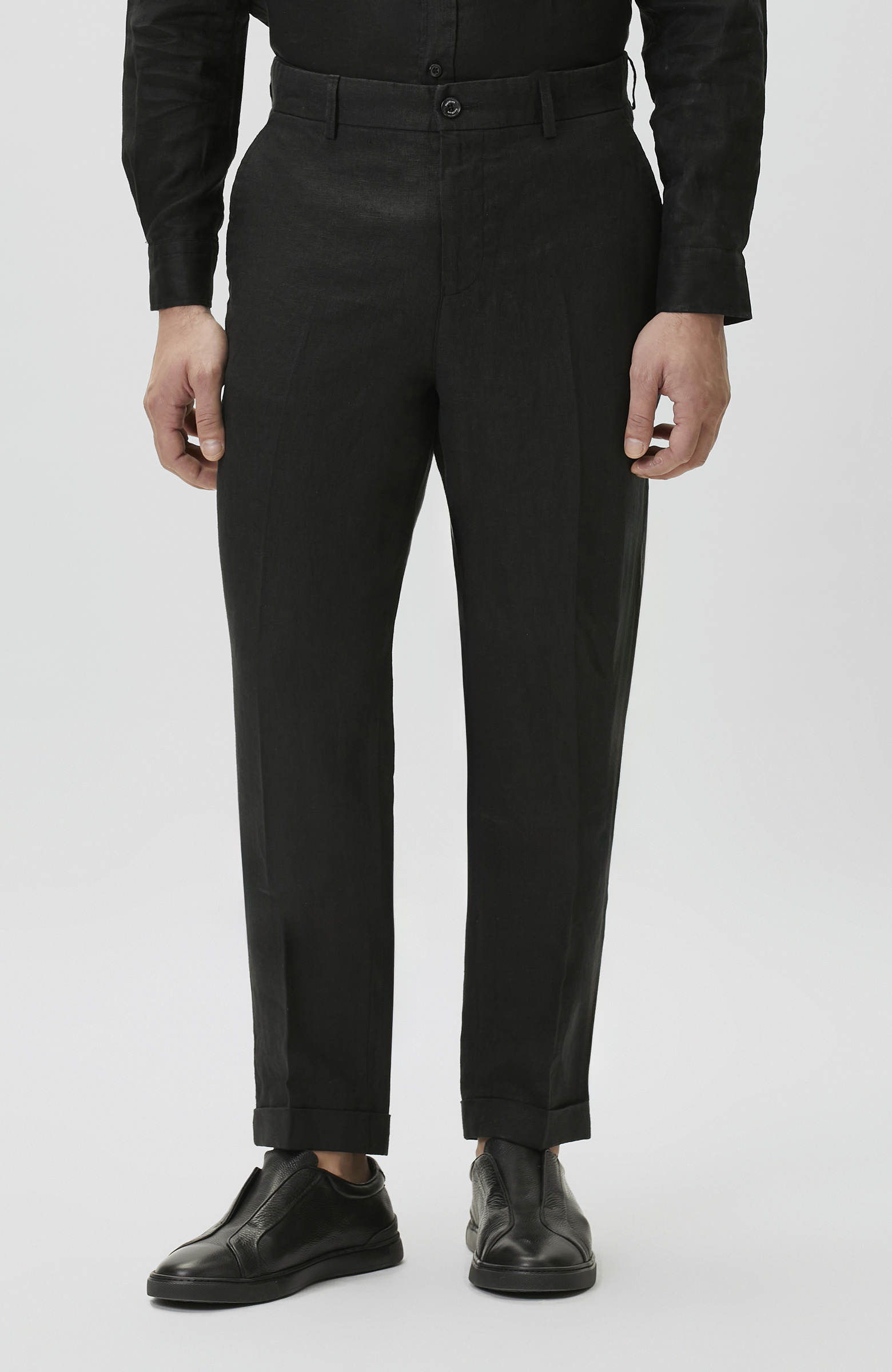 Siyah Keten Jogger Pantolon