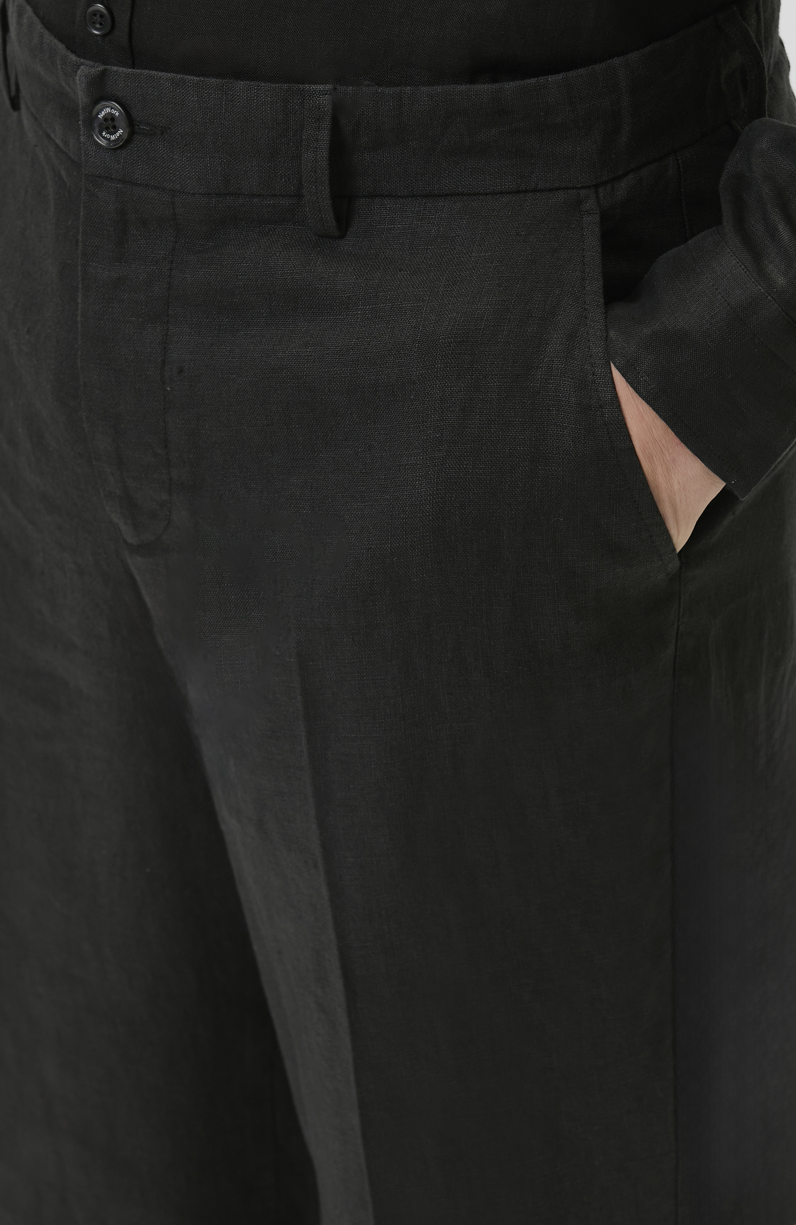 Siyah Keten Jogger Pantolon