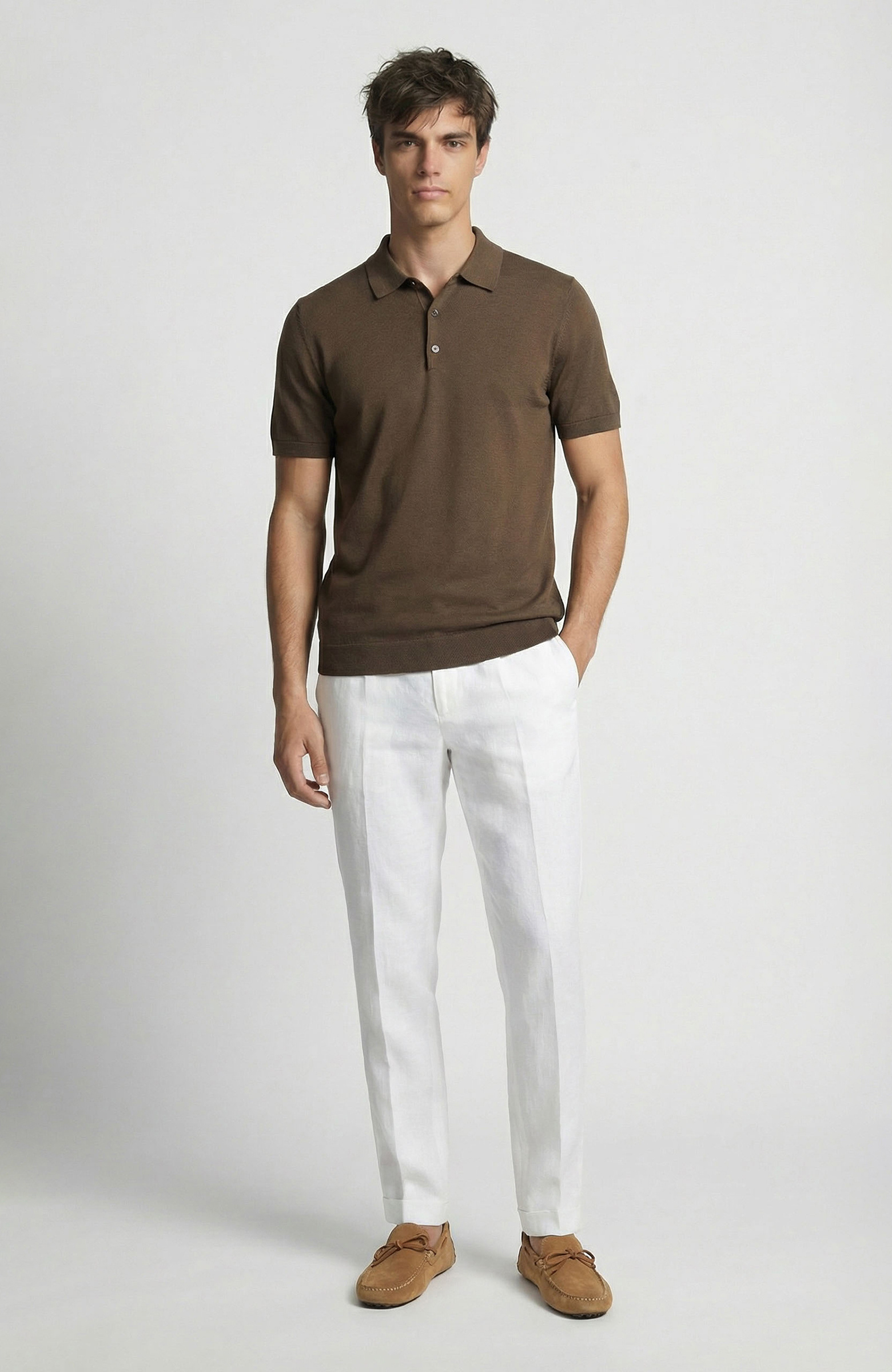 Beyaz Keten Jogger Pantolon