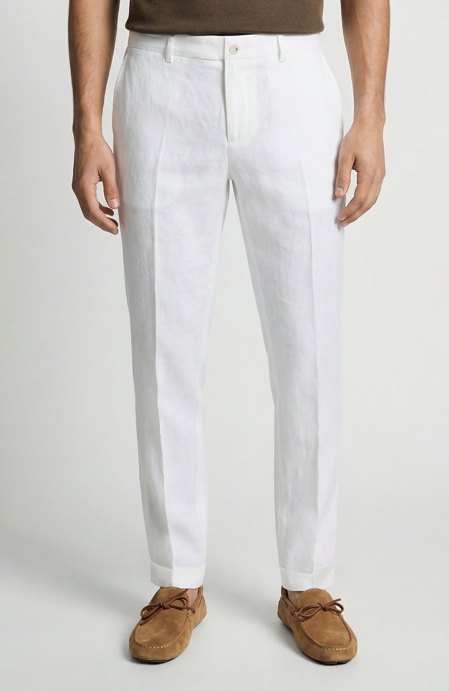 Beyaz Keten Jogger Pantolon