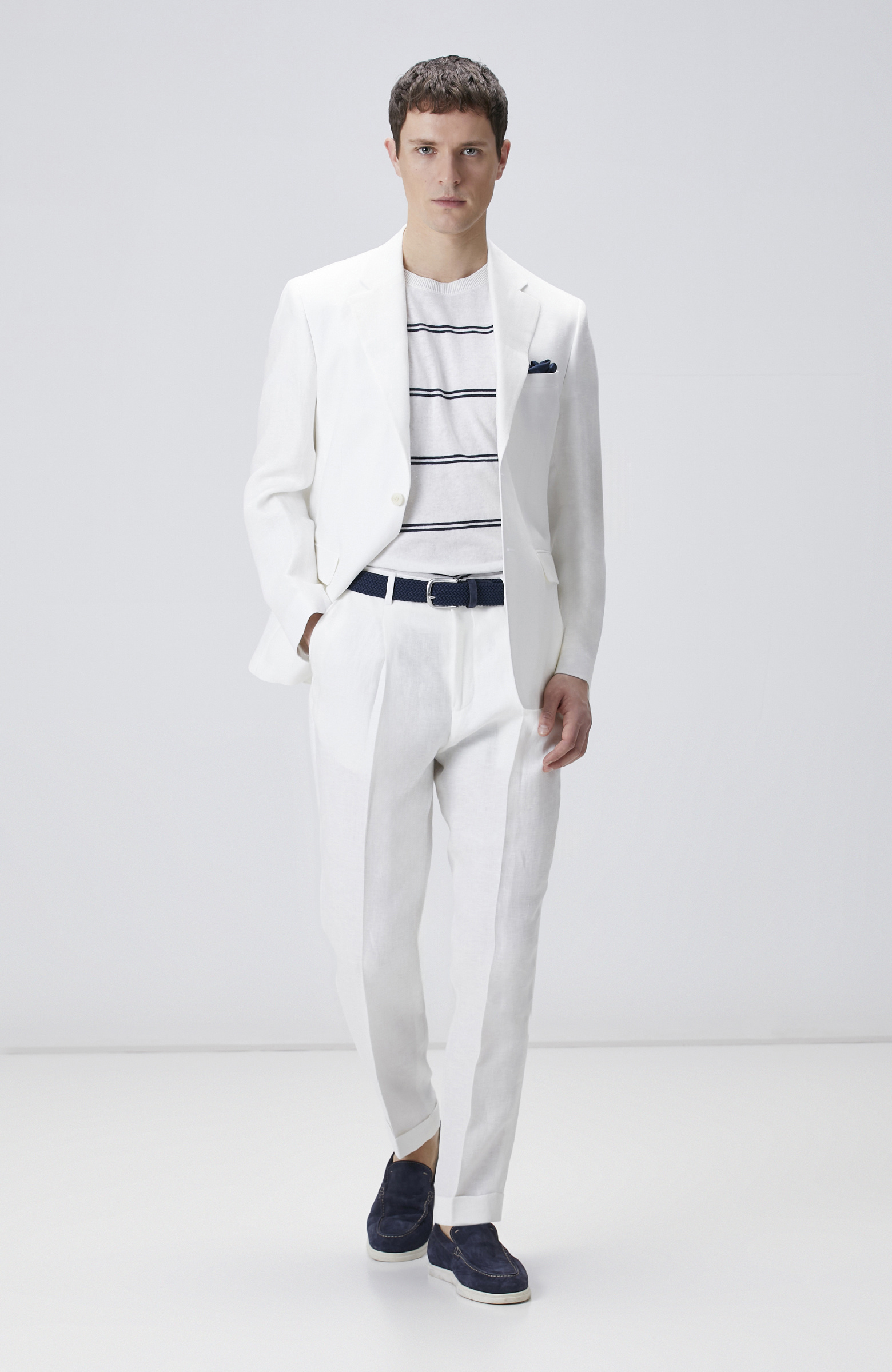 Ekru Keten Takım Elbise