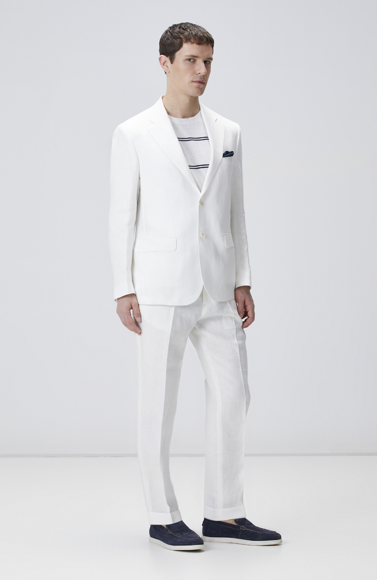 Ekru Keten Takım Elbise