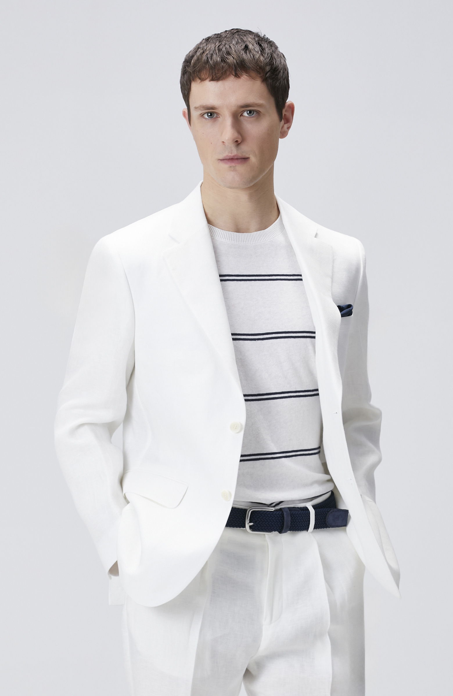 Ekru Keten Takım Elbise