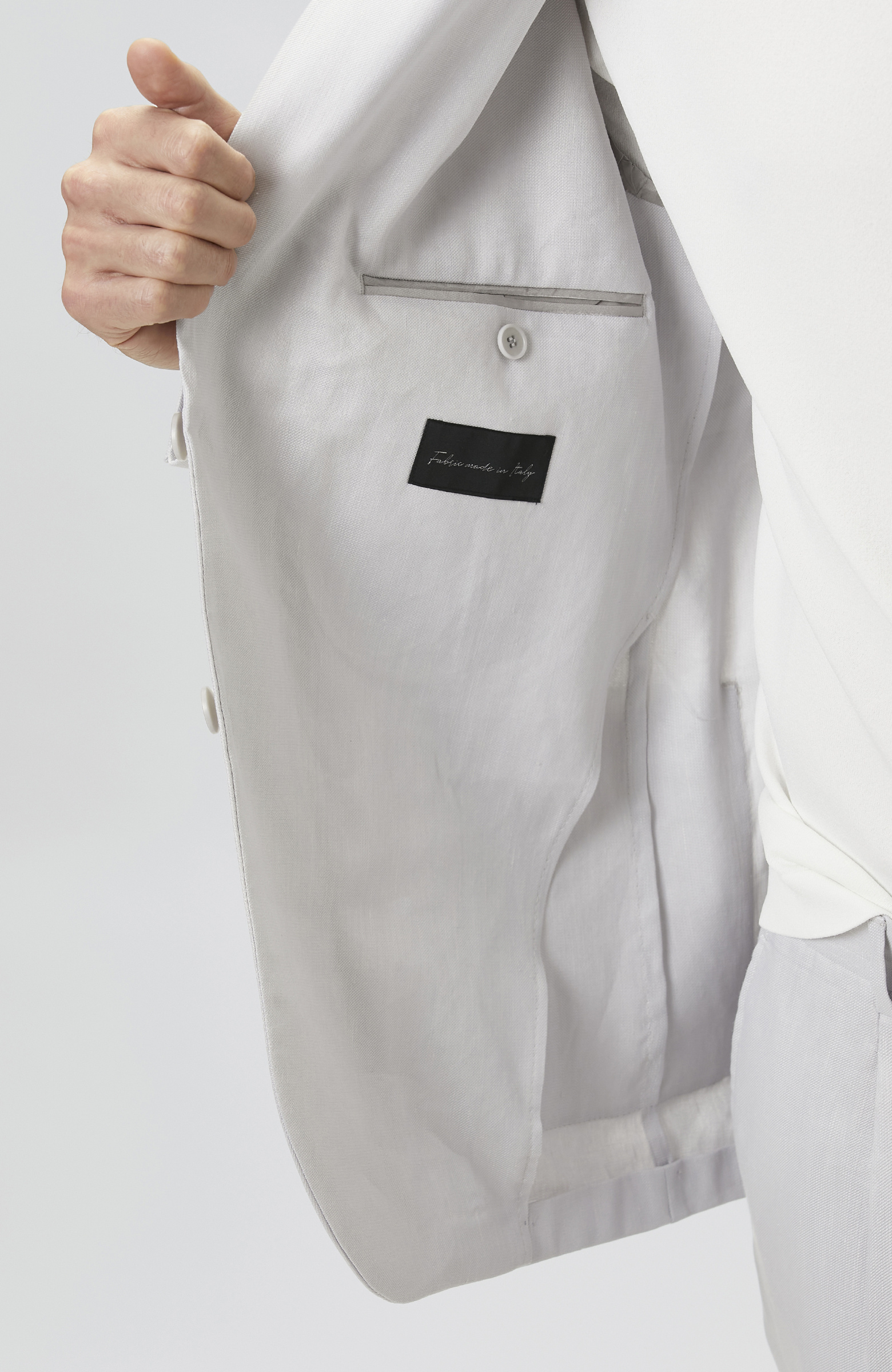 Gri Keten Karışımlı Pileli Takım Elbise