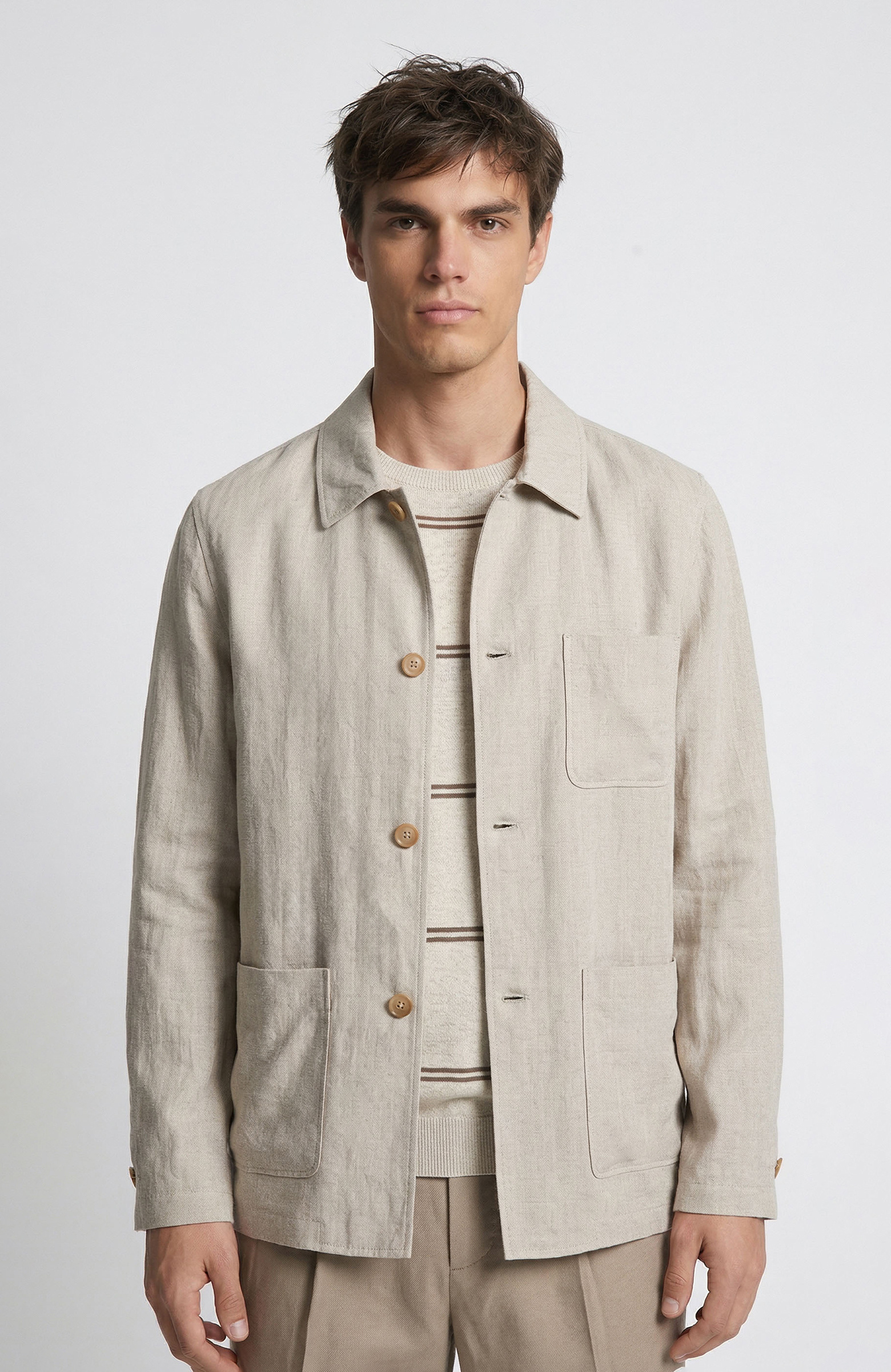 Naturel Keten Spor Ceket