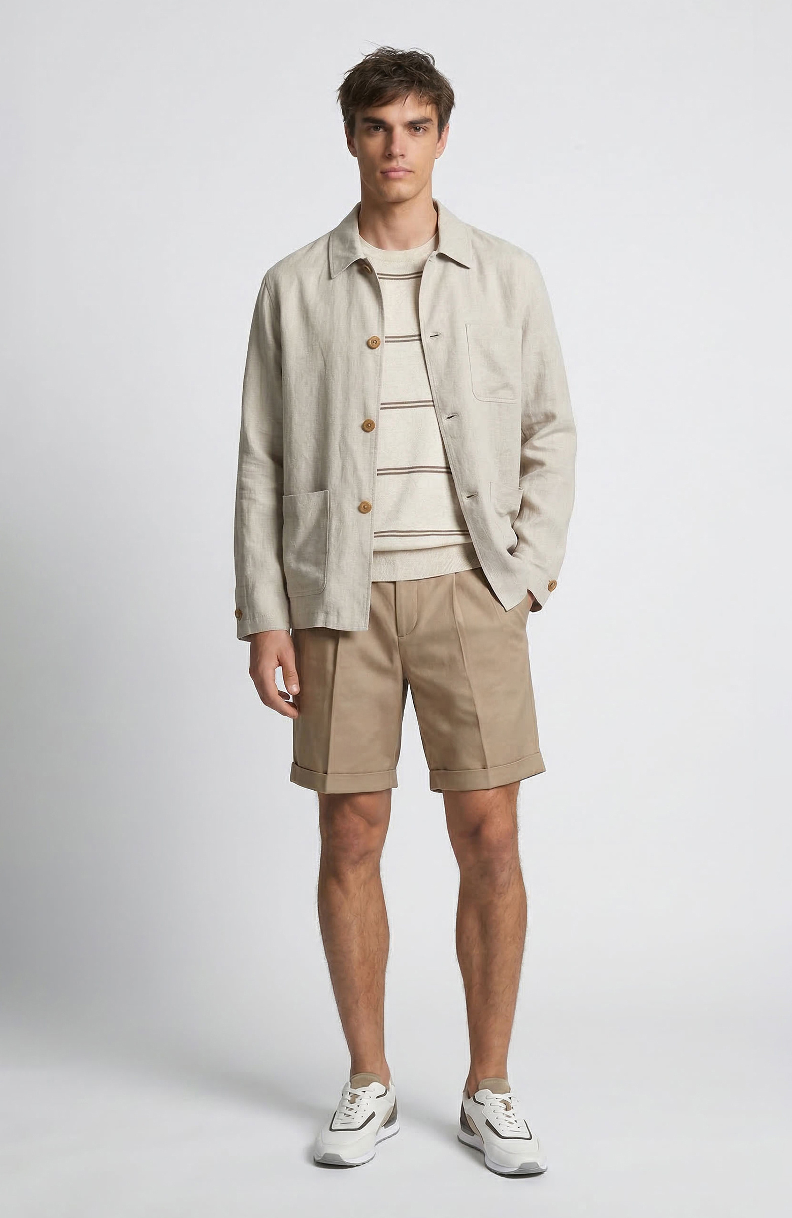 Naturel Keten Spor Ceket