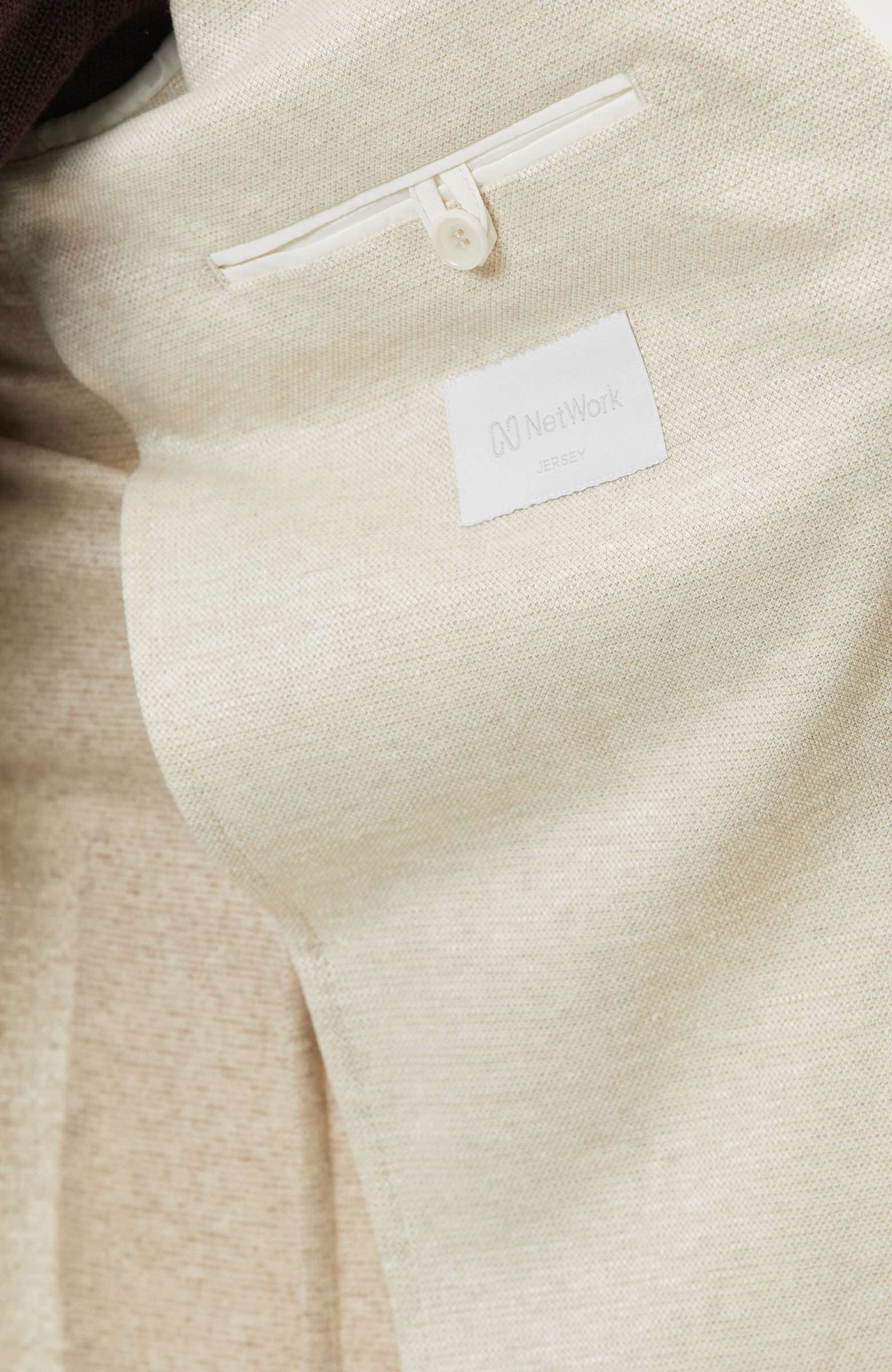 Beige Linen Blend Knitted Jacket