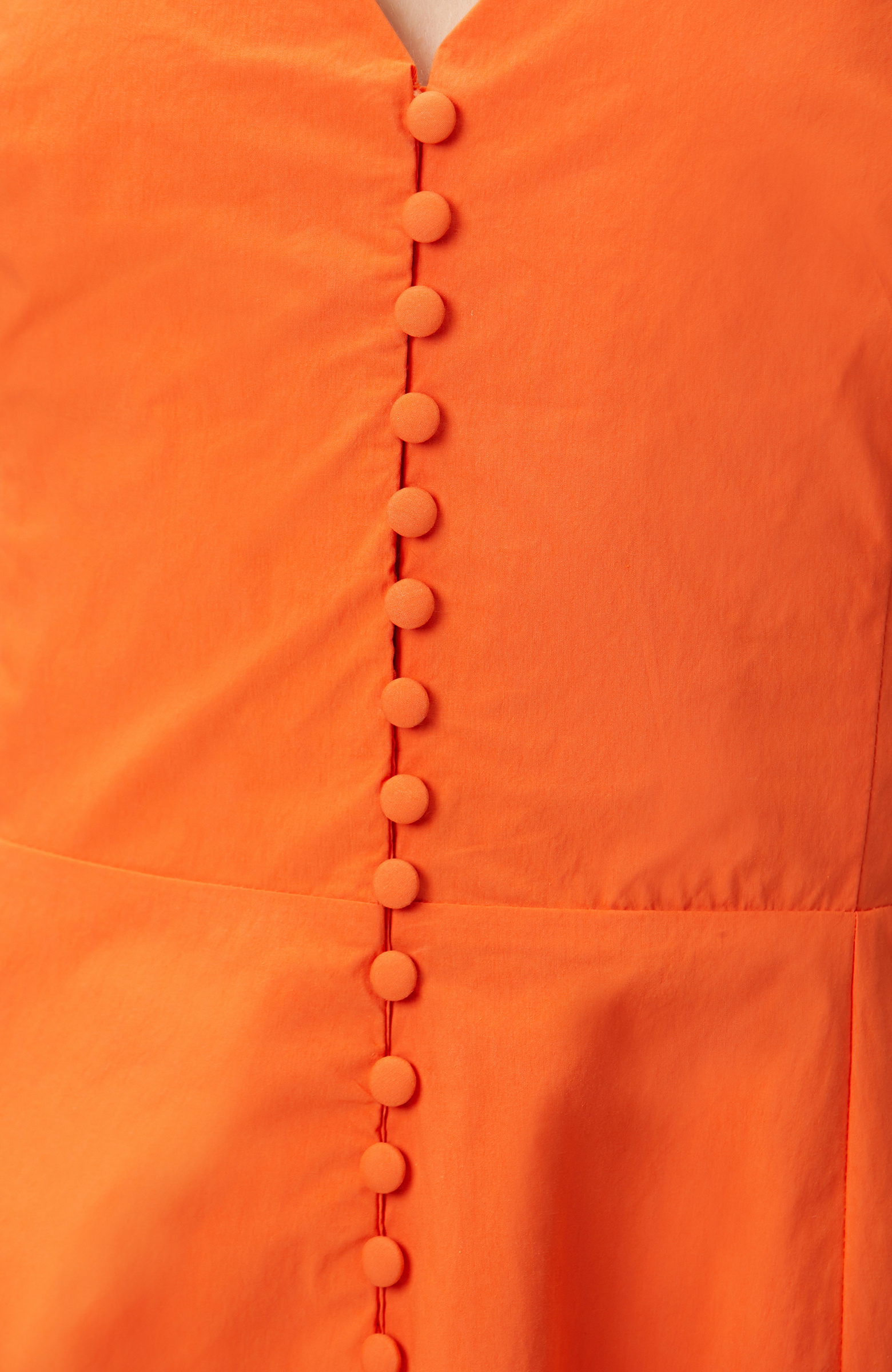 N-Tech Orange Low-cut Back Detailed Midi Dress