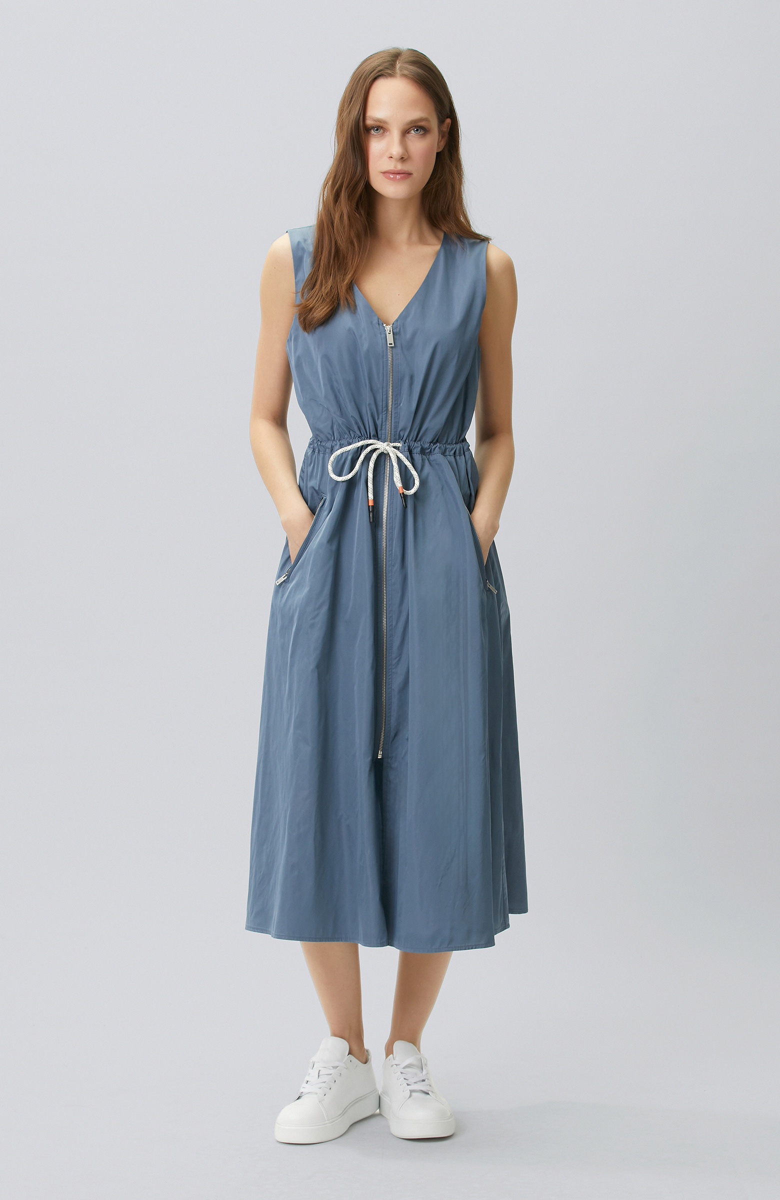 N-Tech Mavi Fermuar Detaylı Elbise