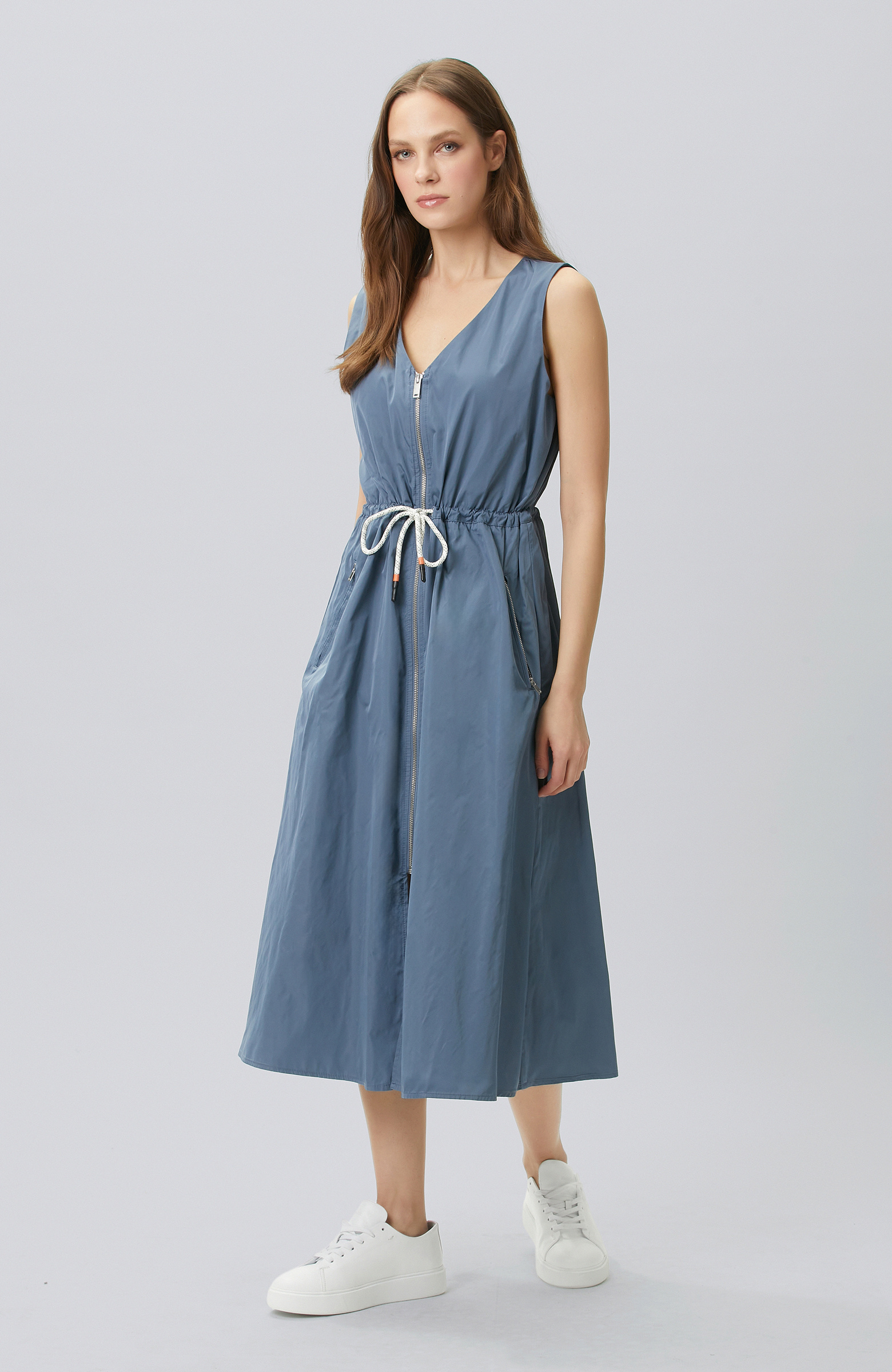 N-Tech Mavi Fermuar Detaylı Elbise