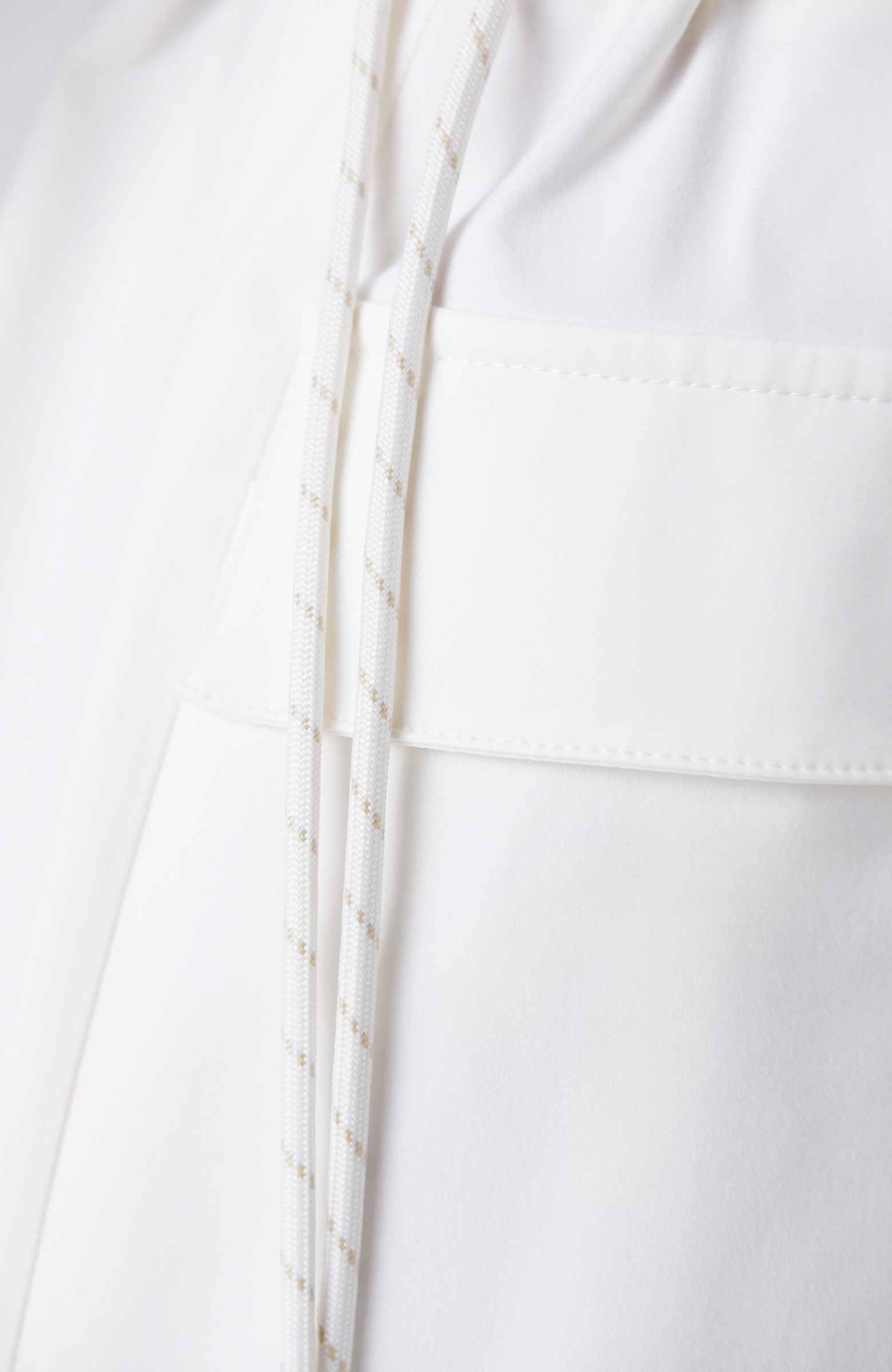 Kırık Beyaz N-tech  Bel Detaylı Midi Elbise