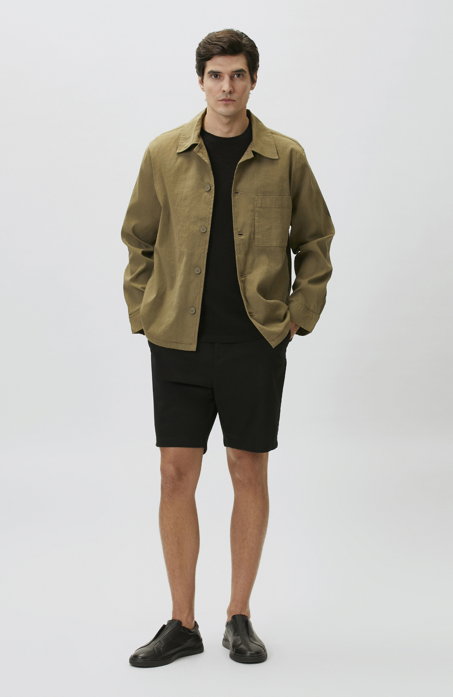 Khaki Linen Blend Outer Shirt