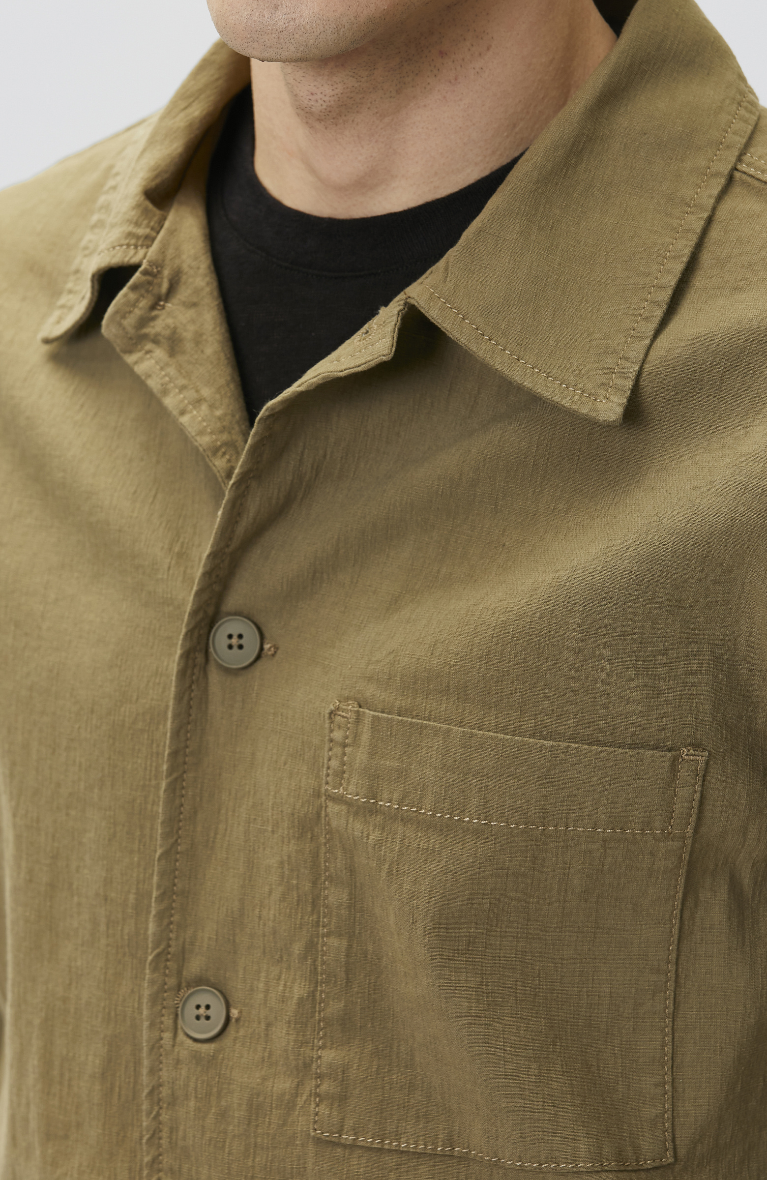 Khaki Linen Blend Outer Shirt