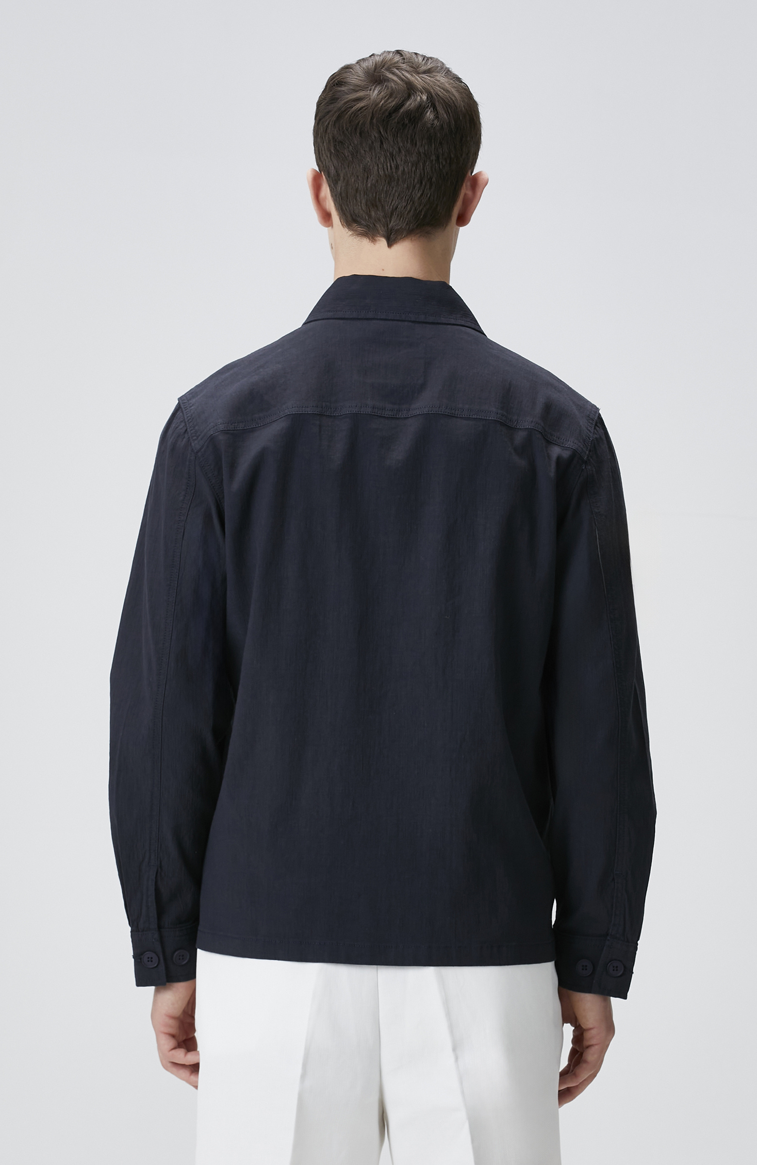 Lacivert Keten Karışımlı Dış Gömlek