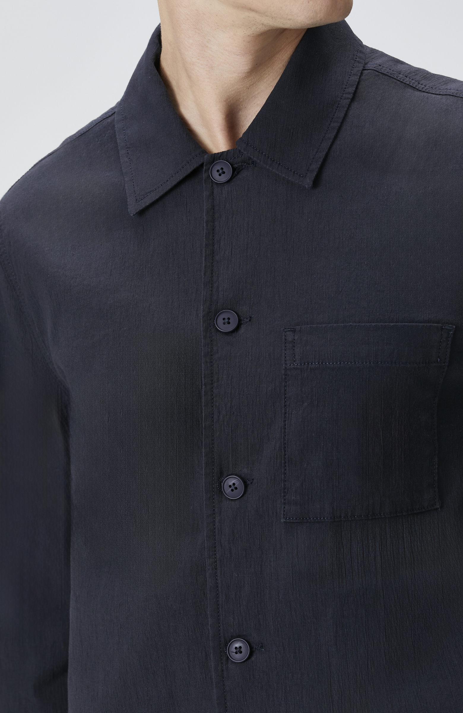 Lacivert Keten Karışımlı Dış Gömlek