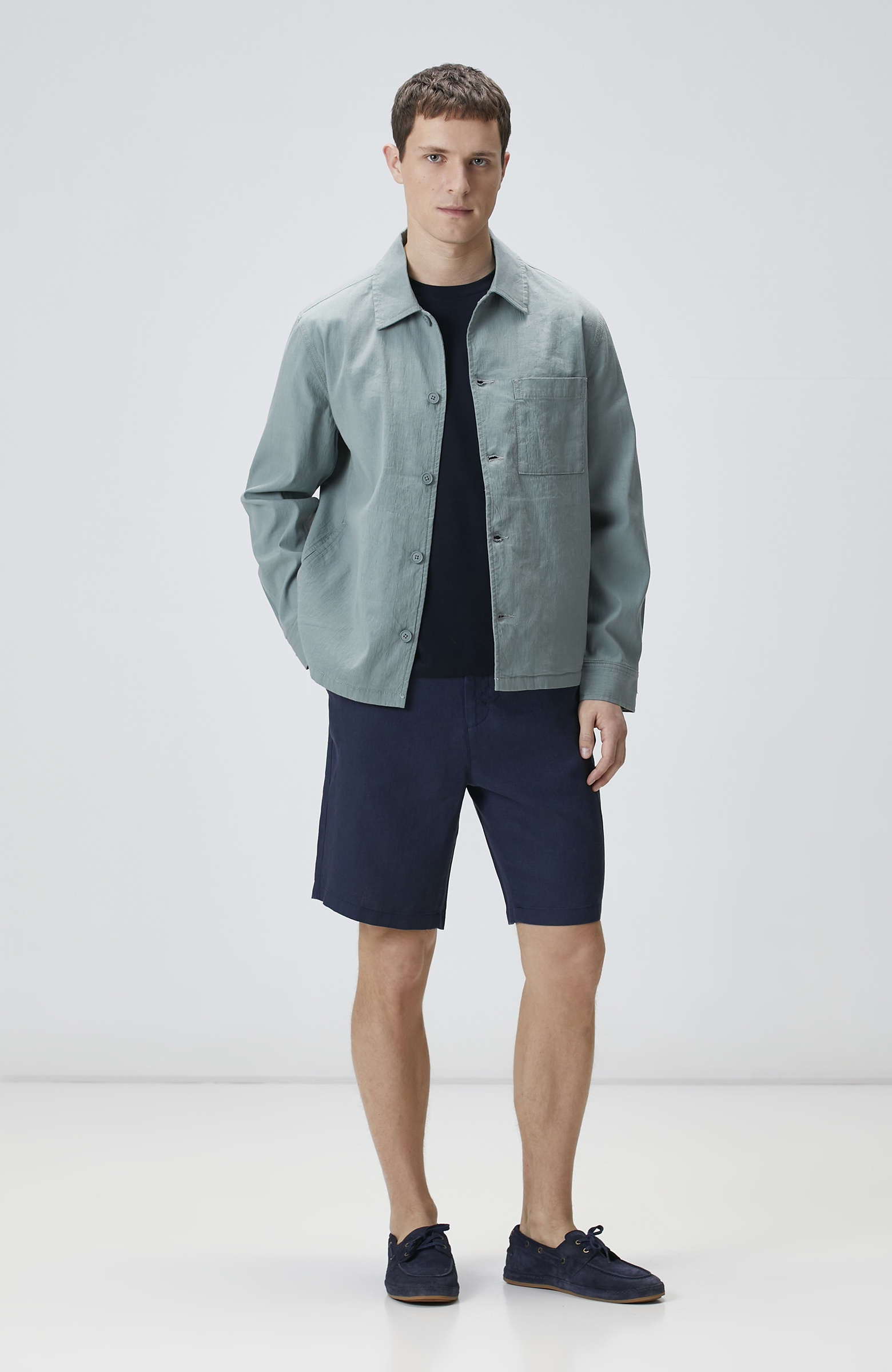 Mint Keten Karışımlı Dış Gömlek