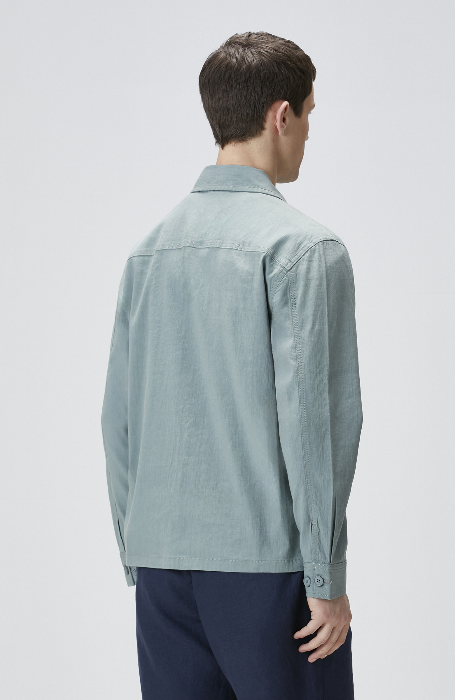 Mint Keten Karışımlı Dış Gömlek