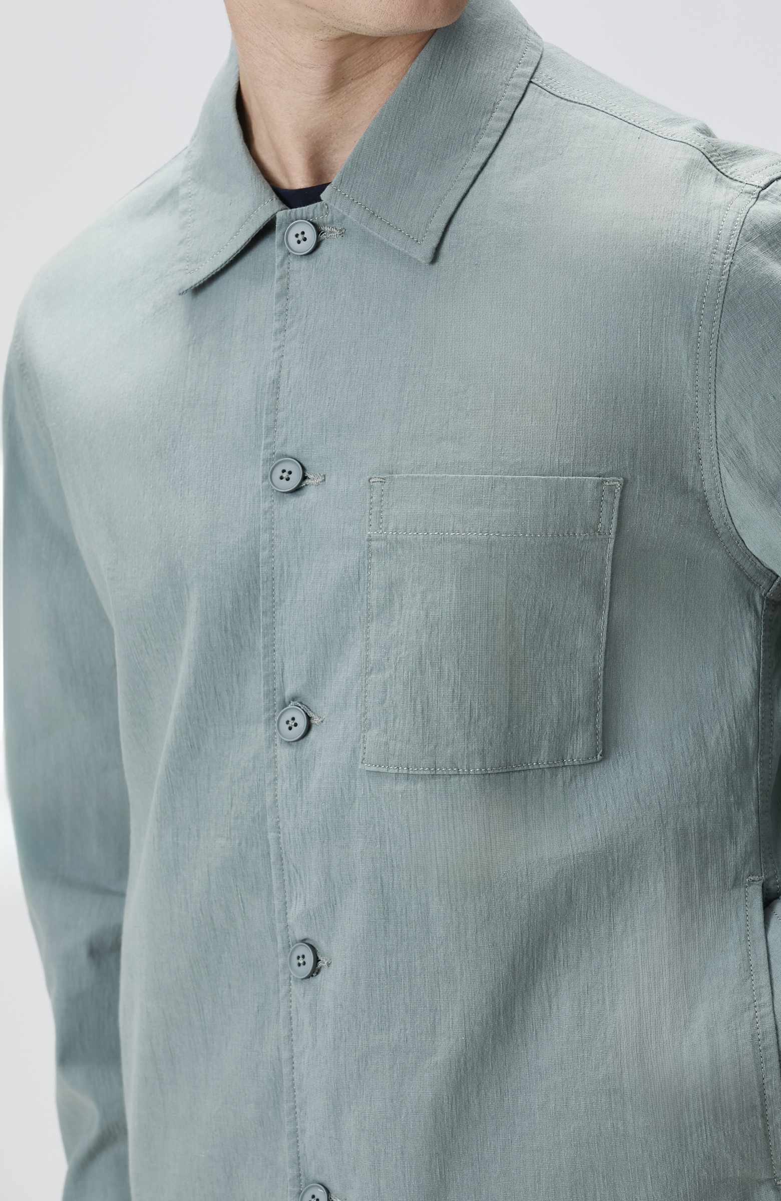 Mint Keten Karışımlı Dış Gömlek