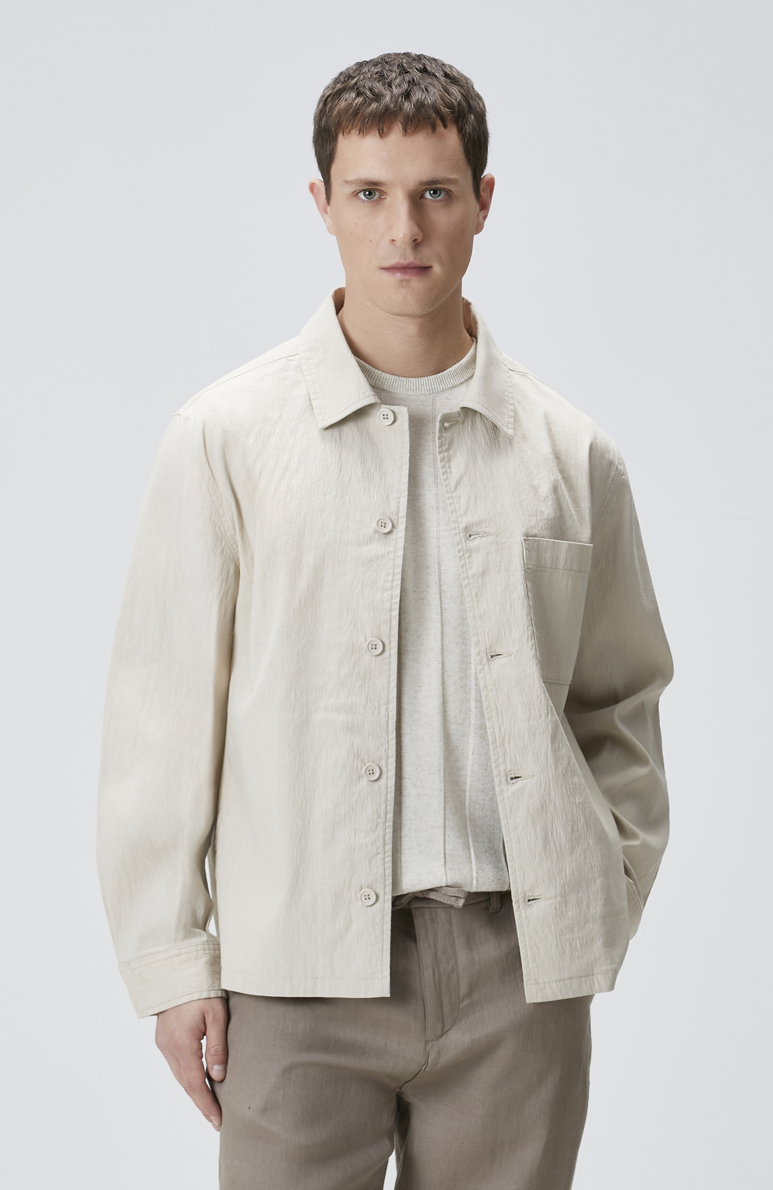 Taş Keten Karışımlı Dış Gömlek