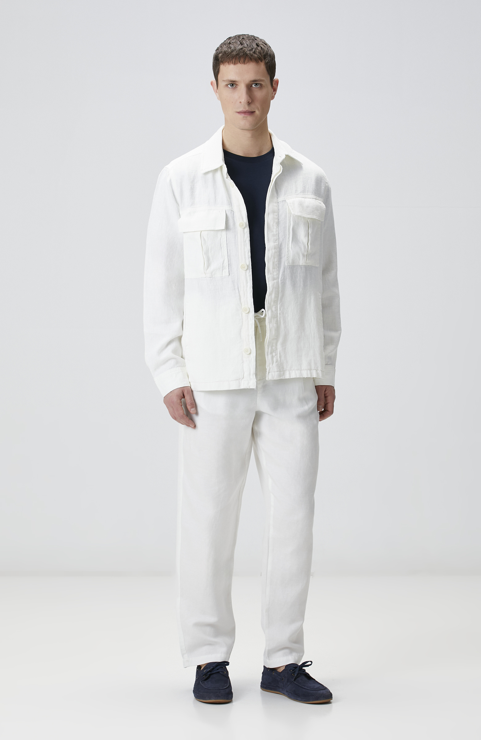 Ekru Keten Dış Gömlek