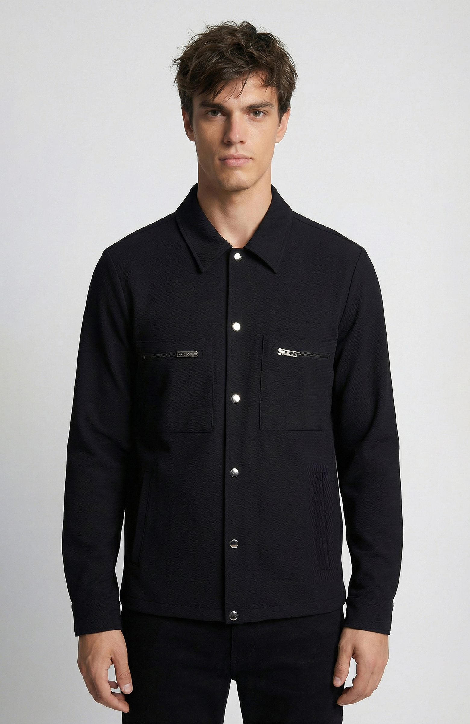 N-Tech Black Double Pocket Snapback Outer Shirt