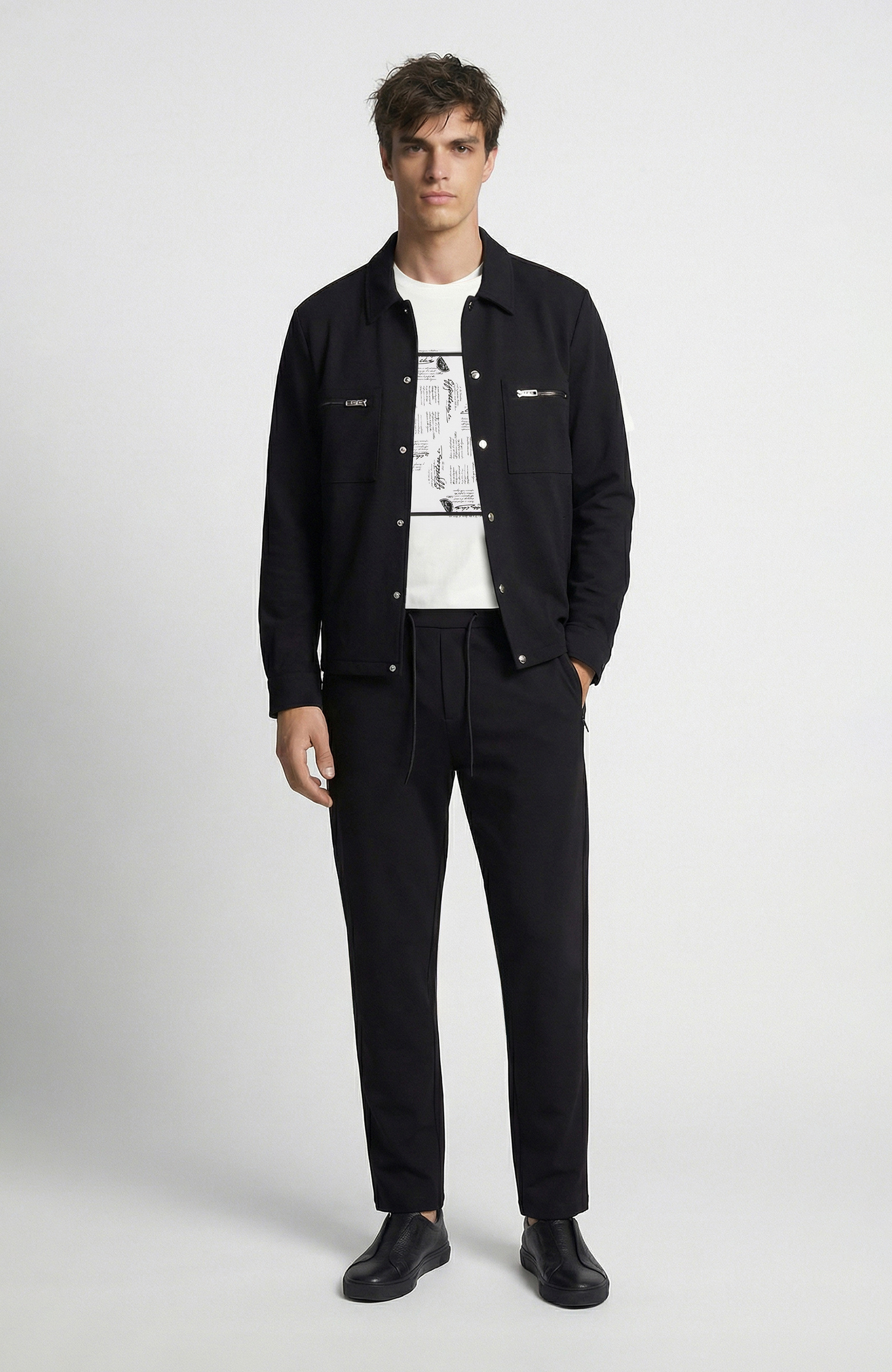 N-Tech Black Double Pocket Snapback Outer Shirt