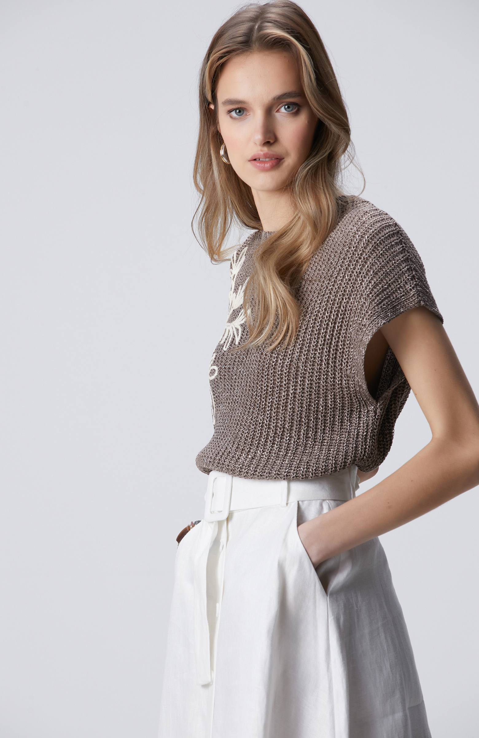 Mink Embroidery Detailed Knitwear