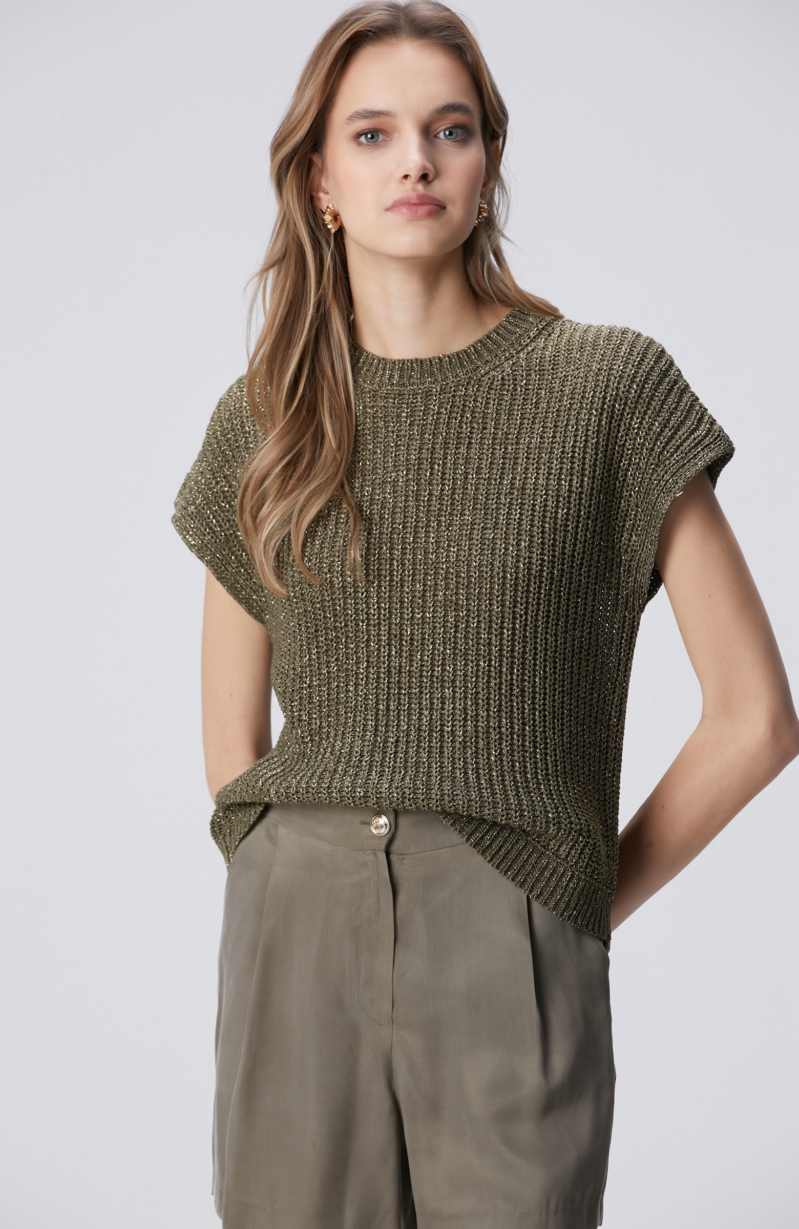 Haki Sim Dokulu Triko