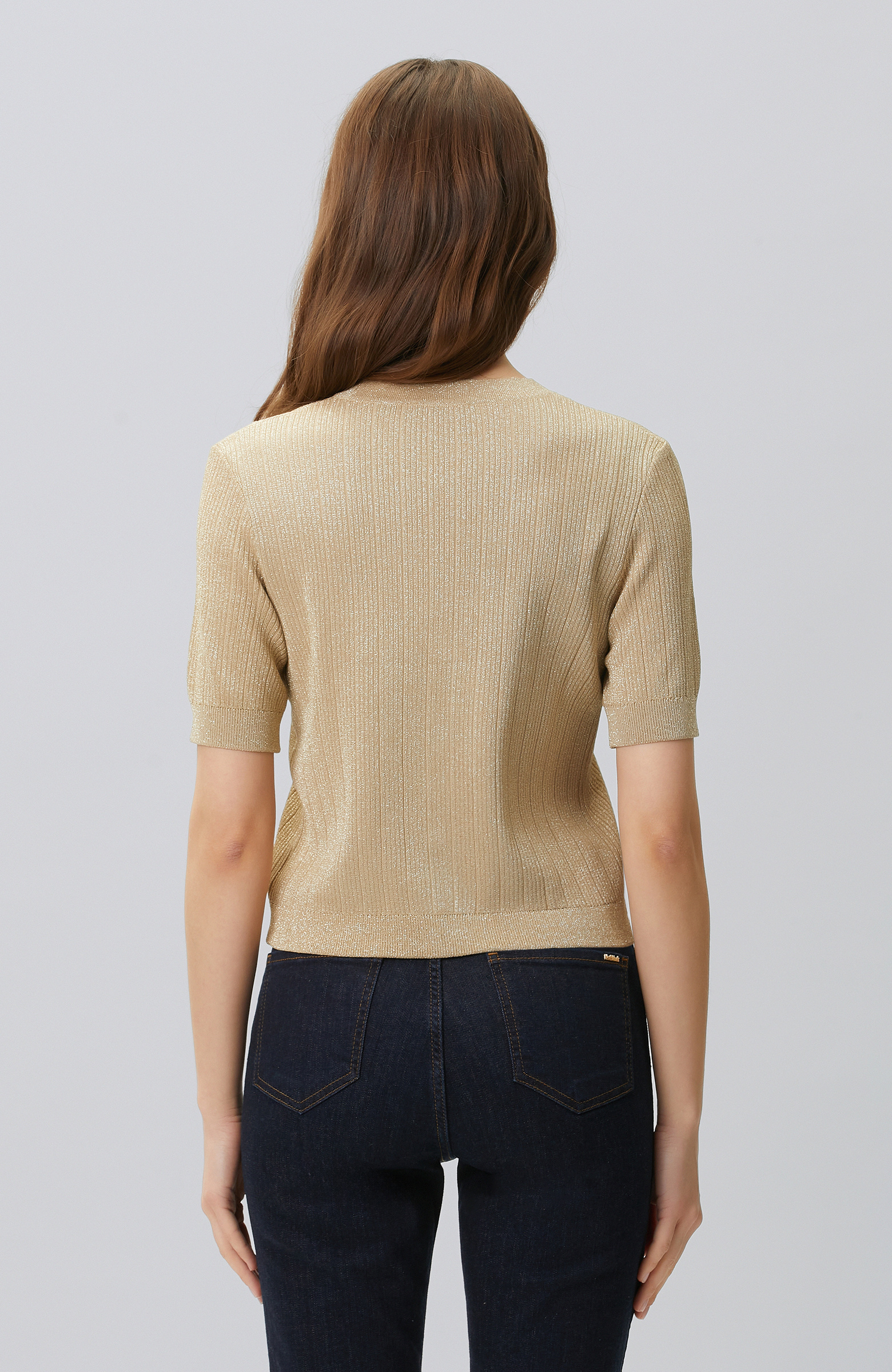Gold Short Sleeve Knitwear Jacket