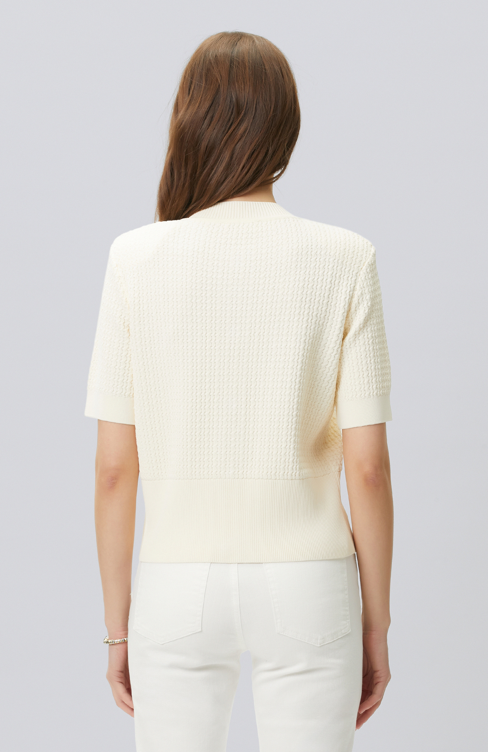 Vanilya Kısa Kol Düğme Detaylı Triko Ceket