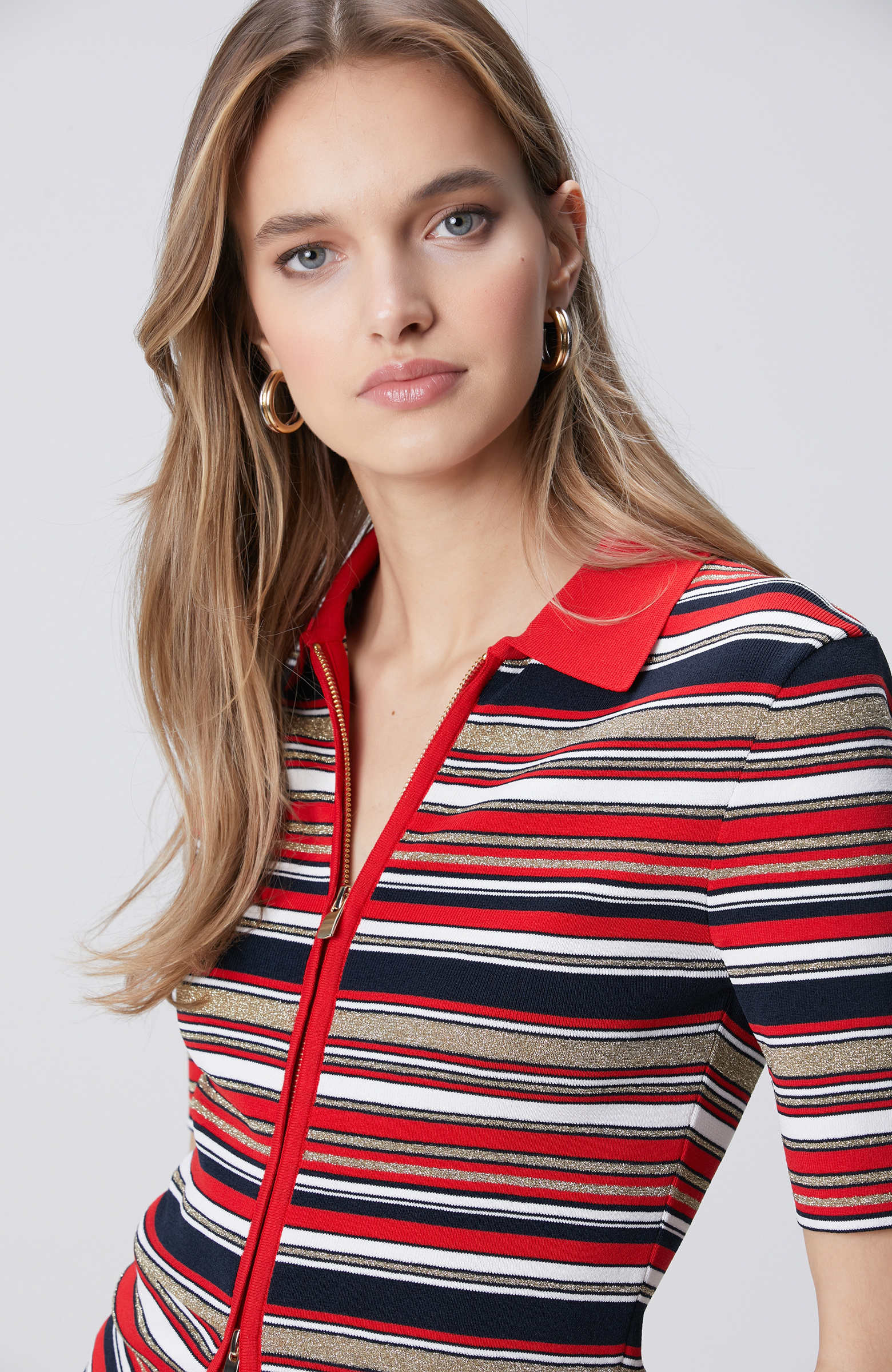 Lacivert Kırmızı Kısa Kol Triko Hırka