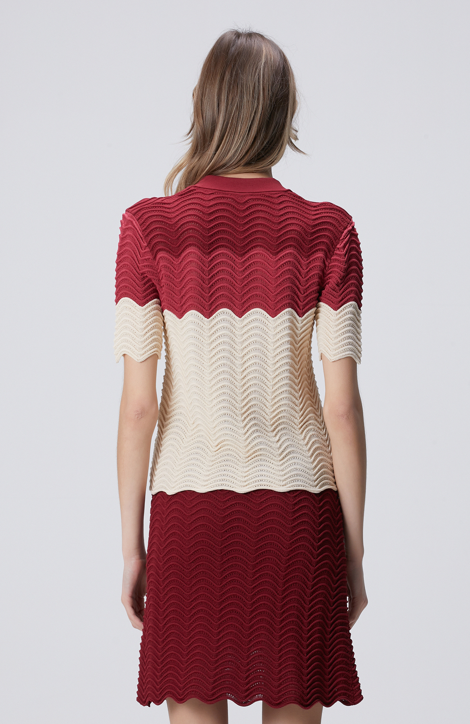 Vişne Örgü Detaylı Hırka