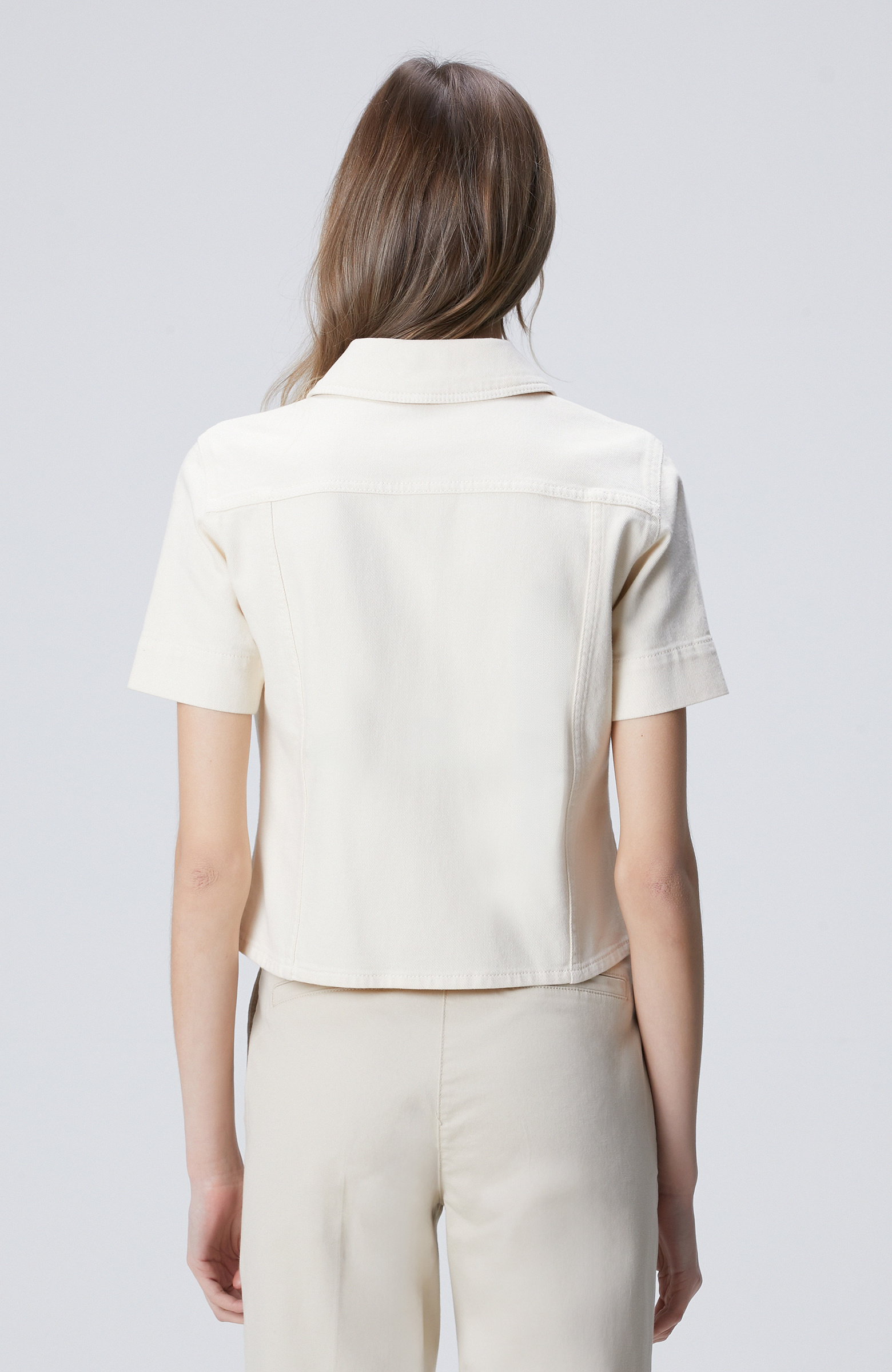 Naturel Yaka Taş Detaylı Denim Mont