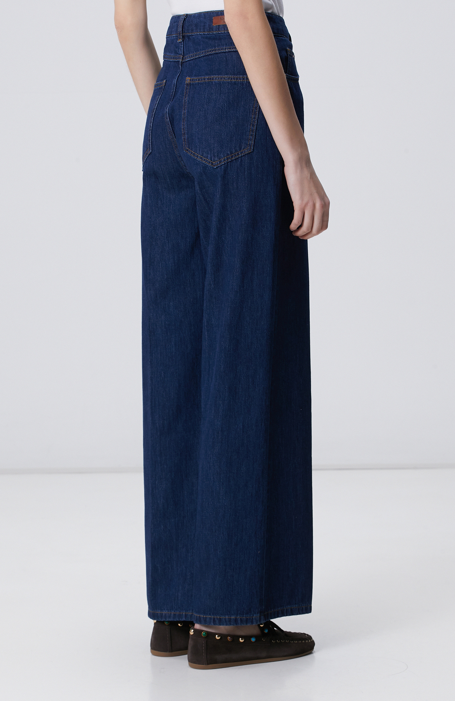 Lacivert Wide Leg Denim Pantolon