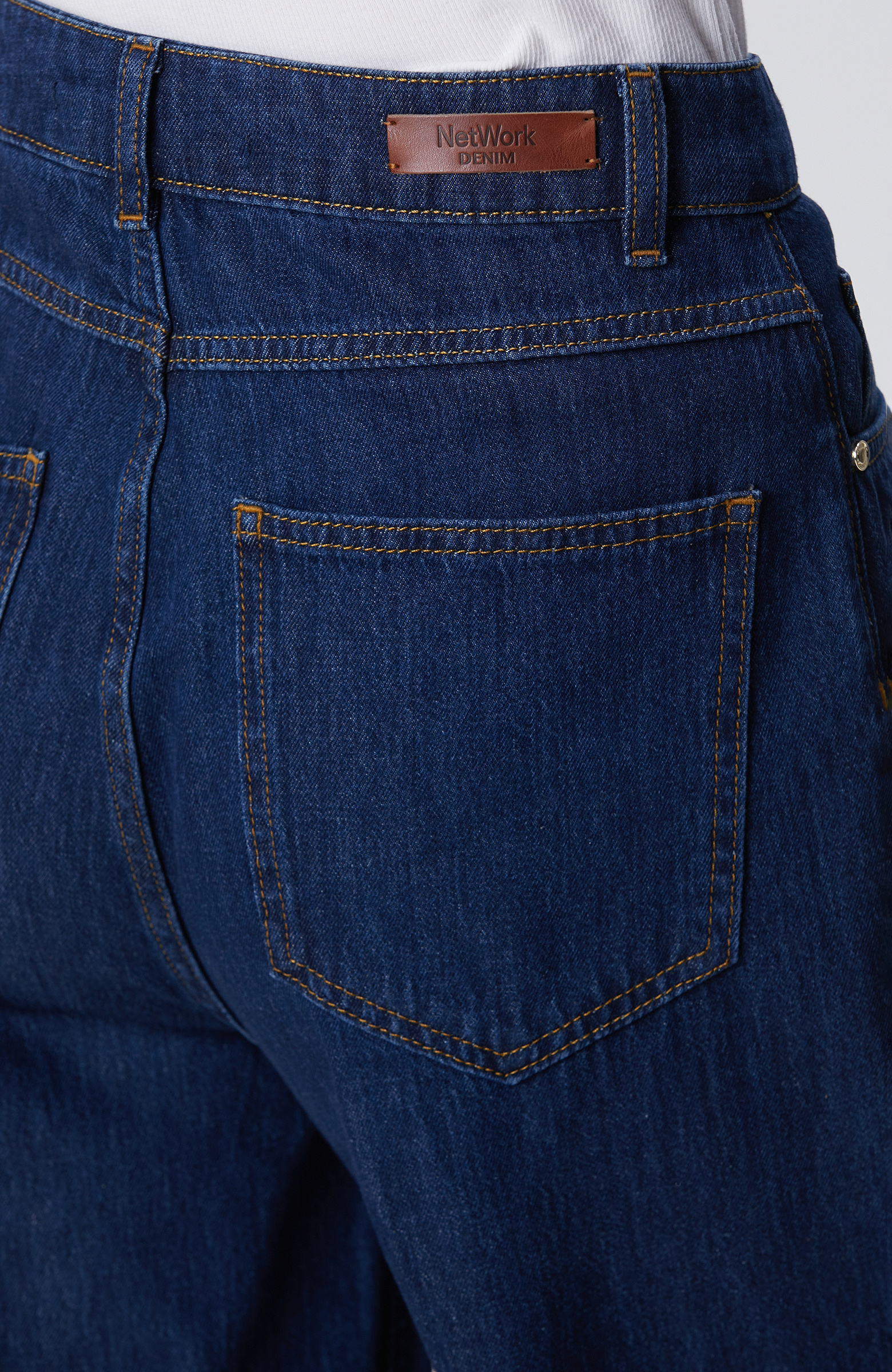 Lacivert Wide Leg Denim Pantolon