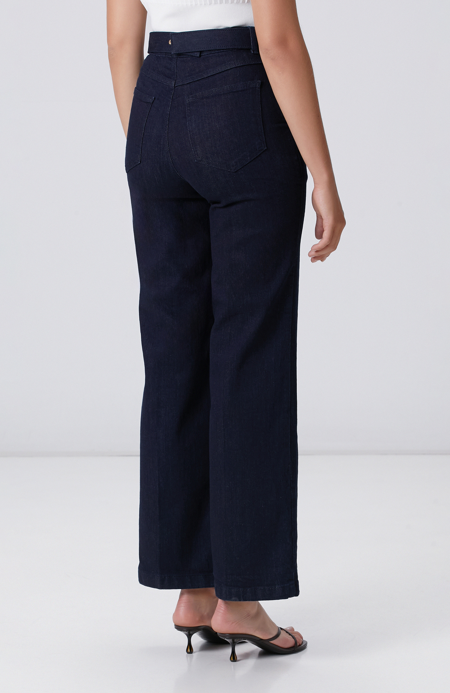 Lacivert Wide Straight Tencel Denim Pantolon