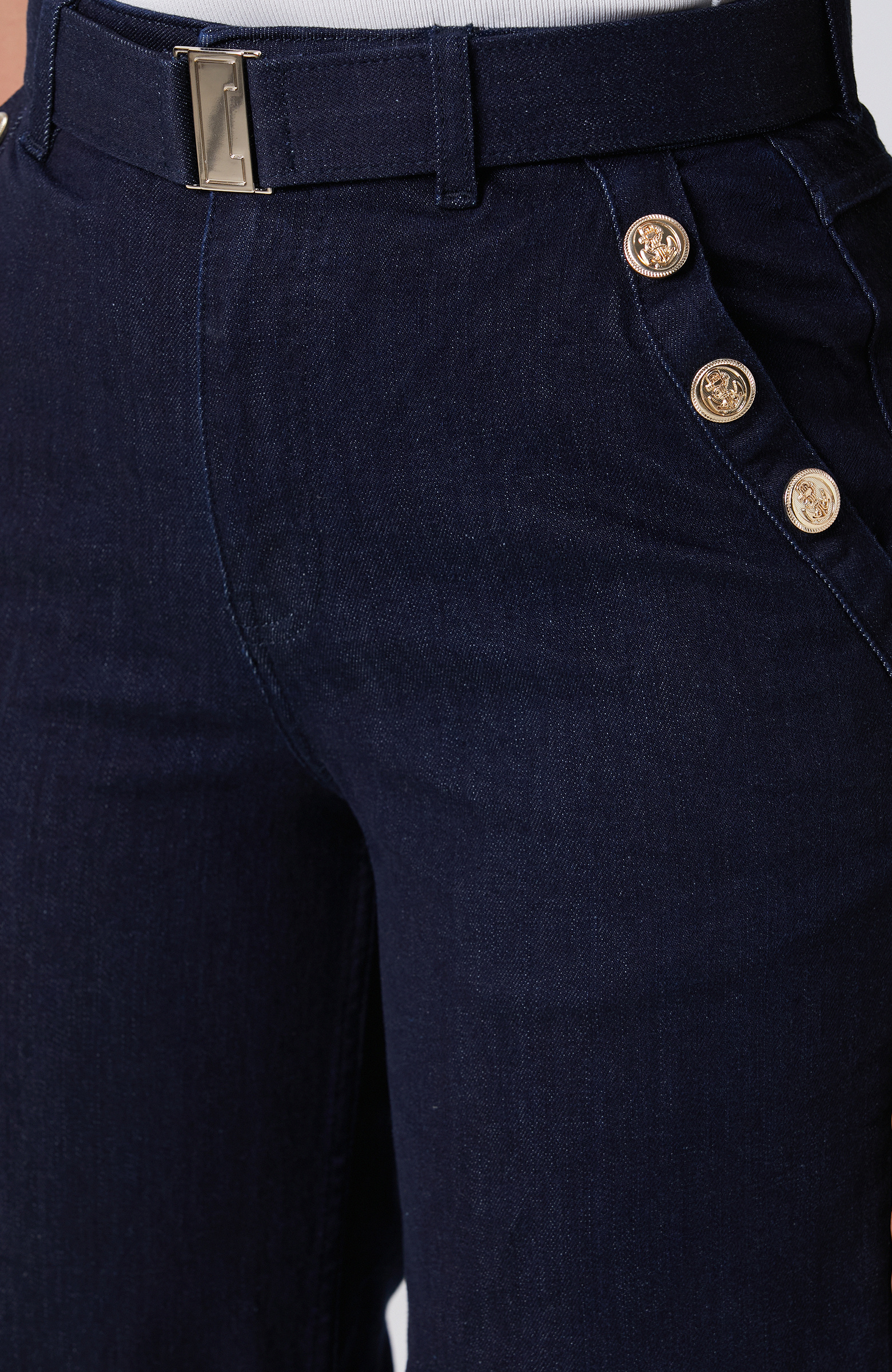 Lacivert Wide Straight Tencel Denim Pantolon