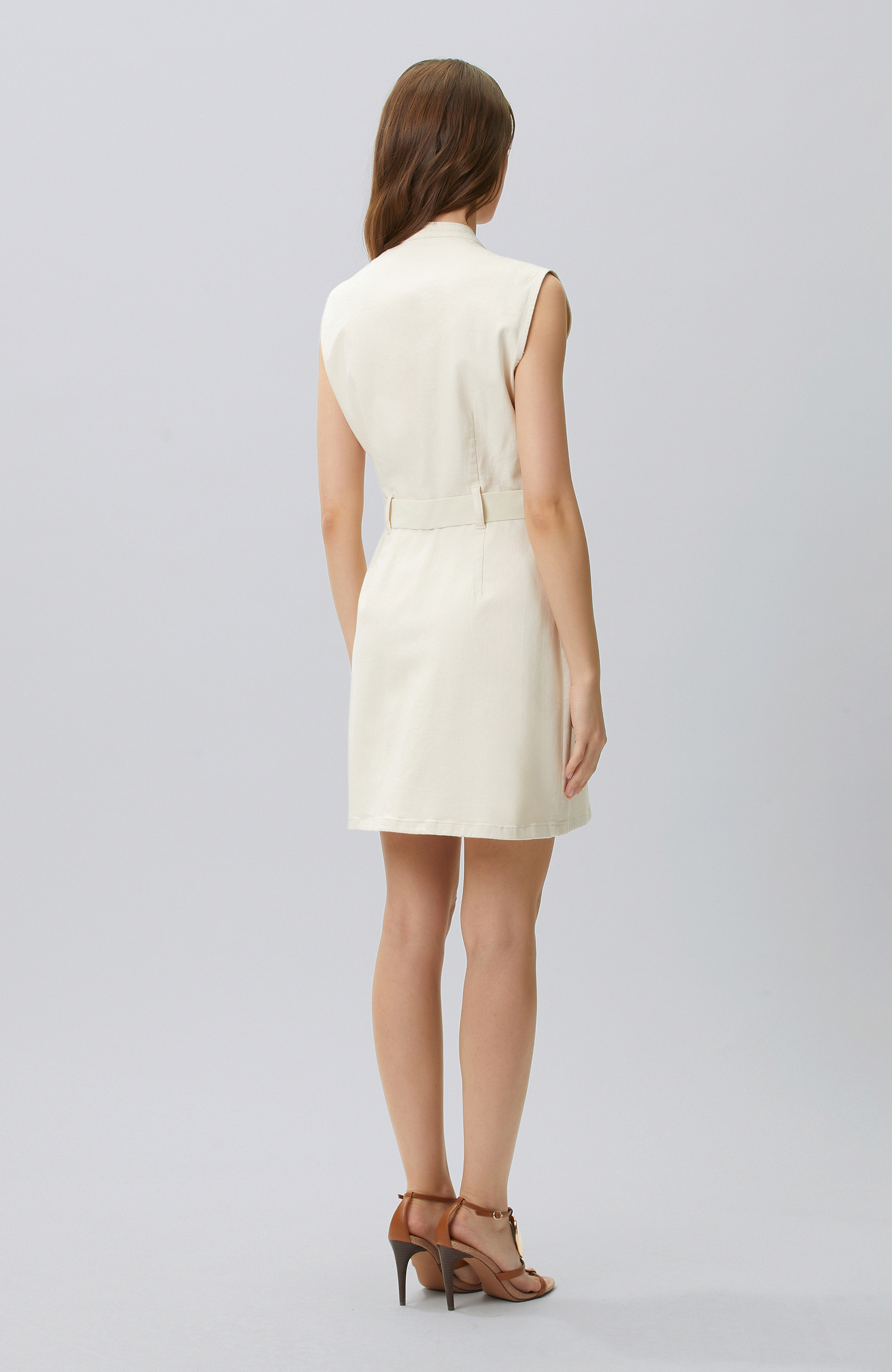 Natural Zipper Closure Sleeveless Denim Dress