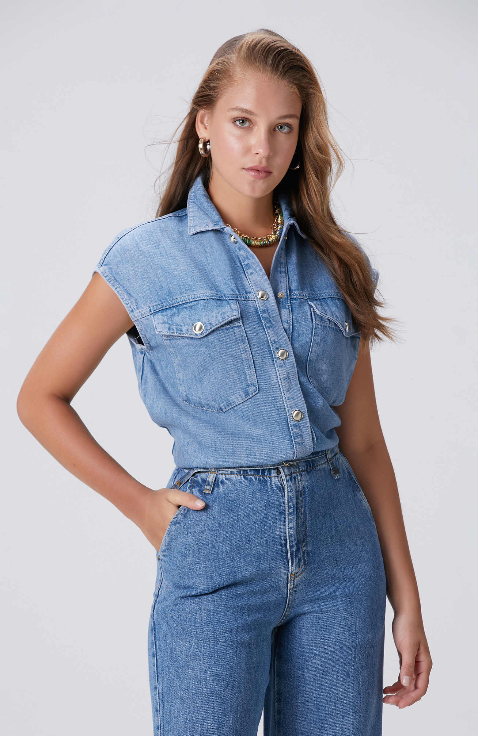 Indigo Tencel Denim Gömlek