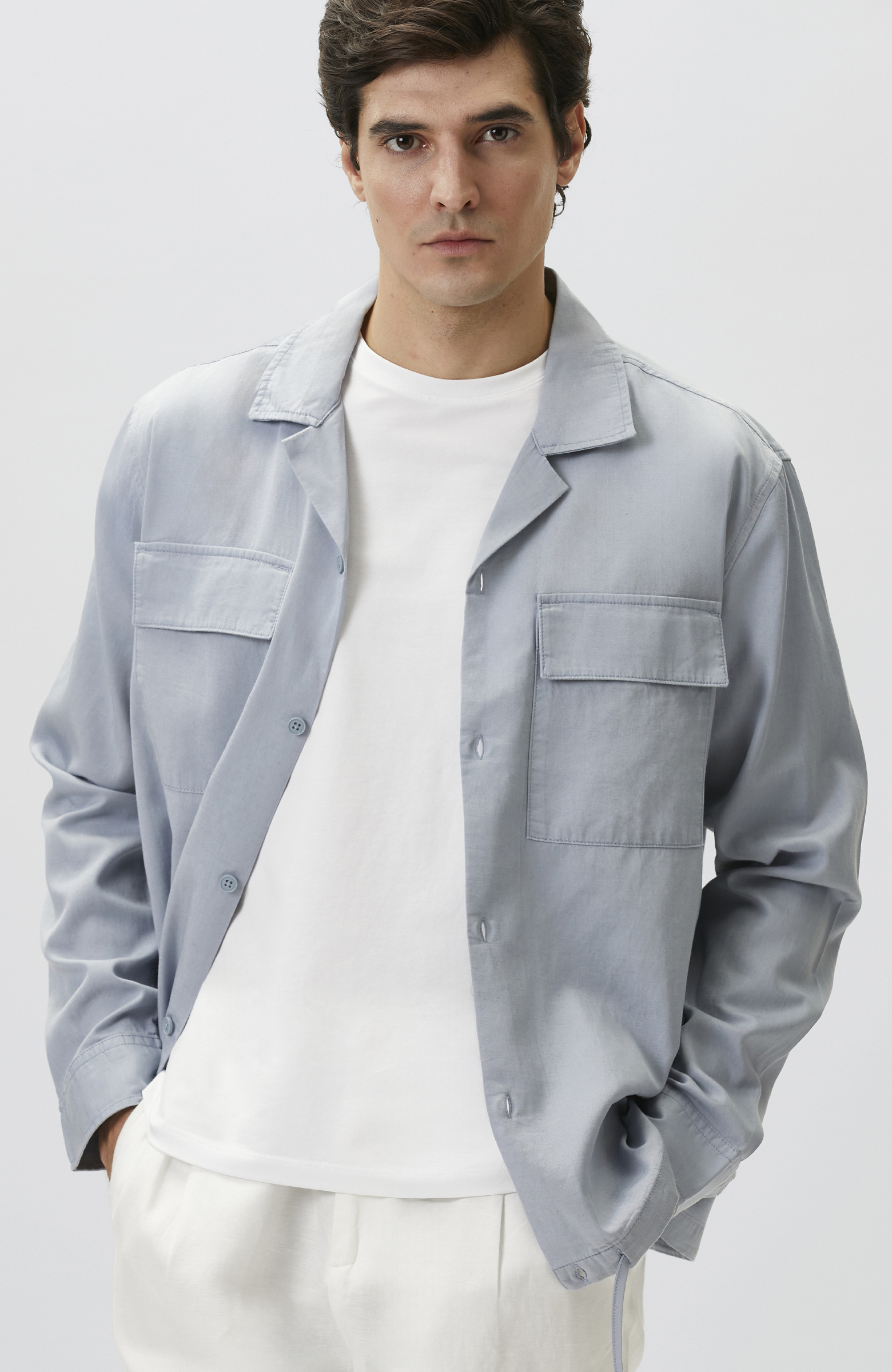 Blue Comfort Lyocell Blended Shirt