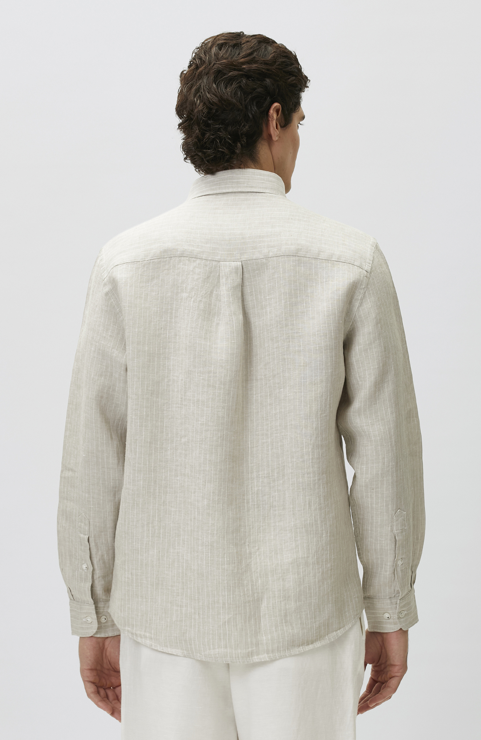 Light Beige Comfort Striped Linen Shirt