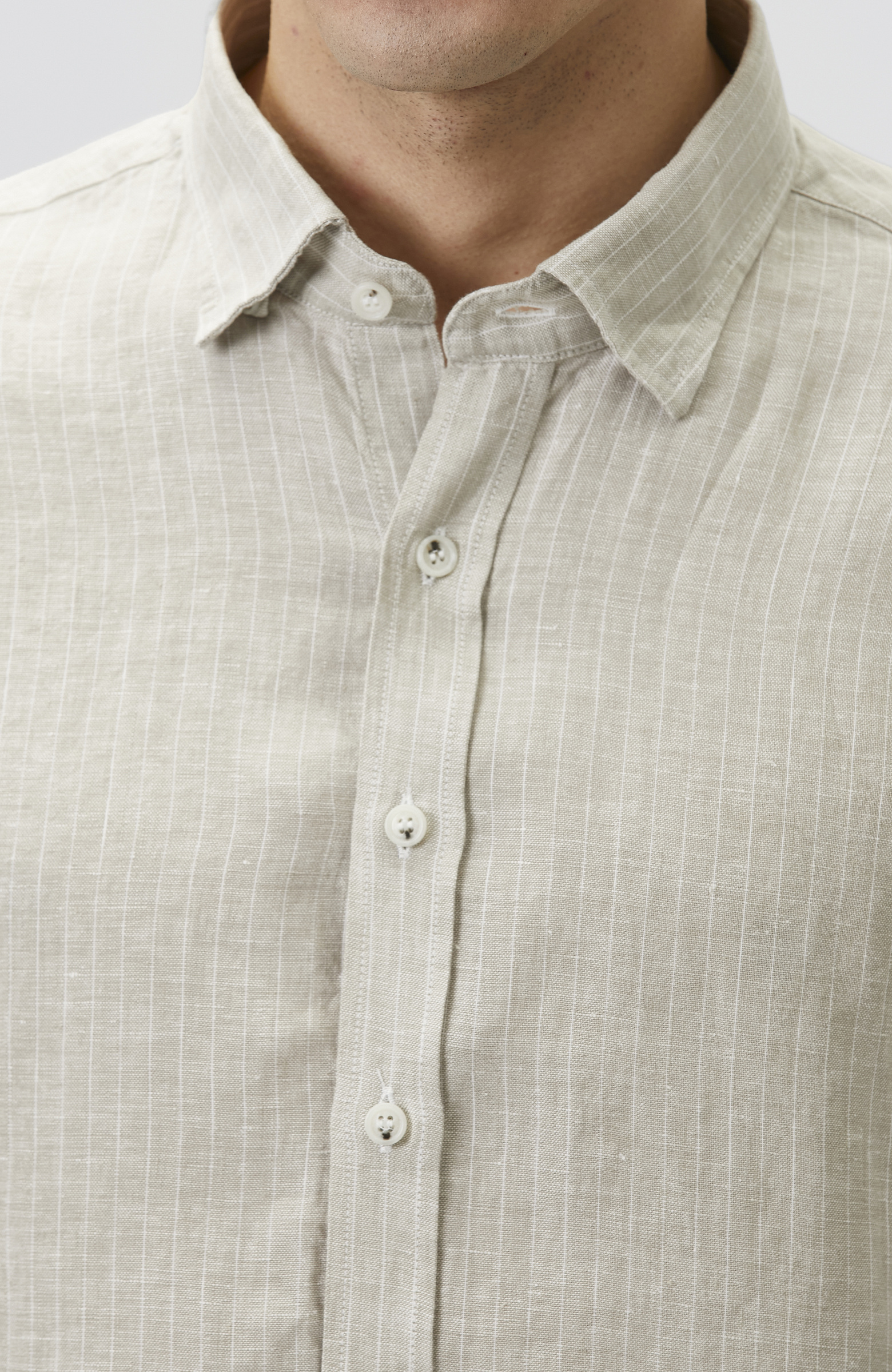Light Beige Comfort Striped Linen Shirt