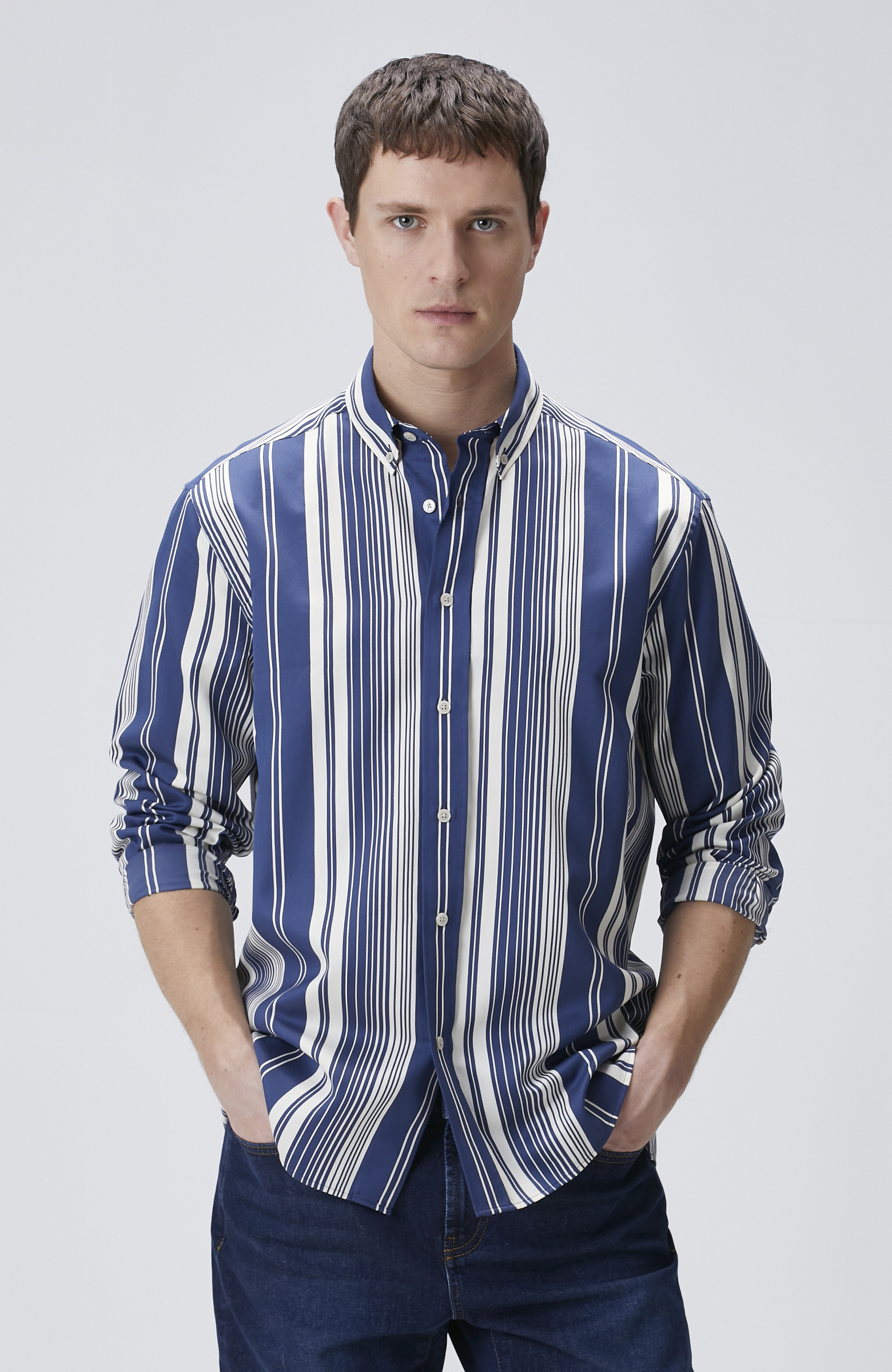 Navy Blue and White Shirt