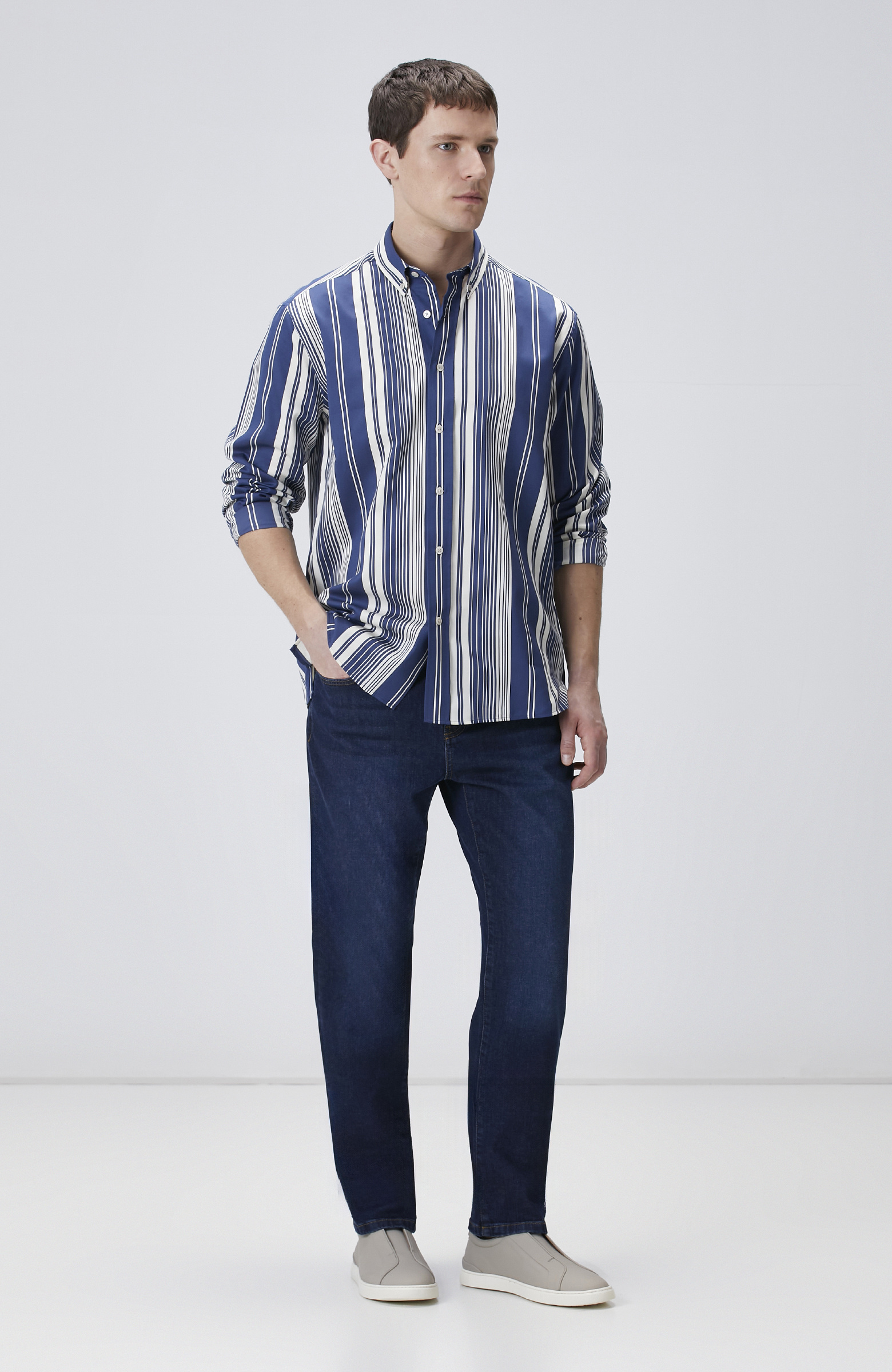 Navy Blue and White Shirt