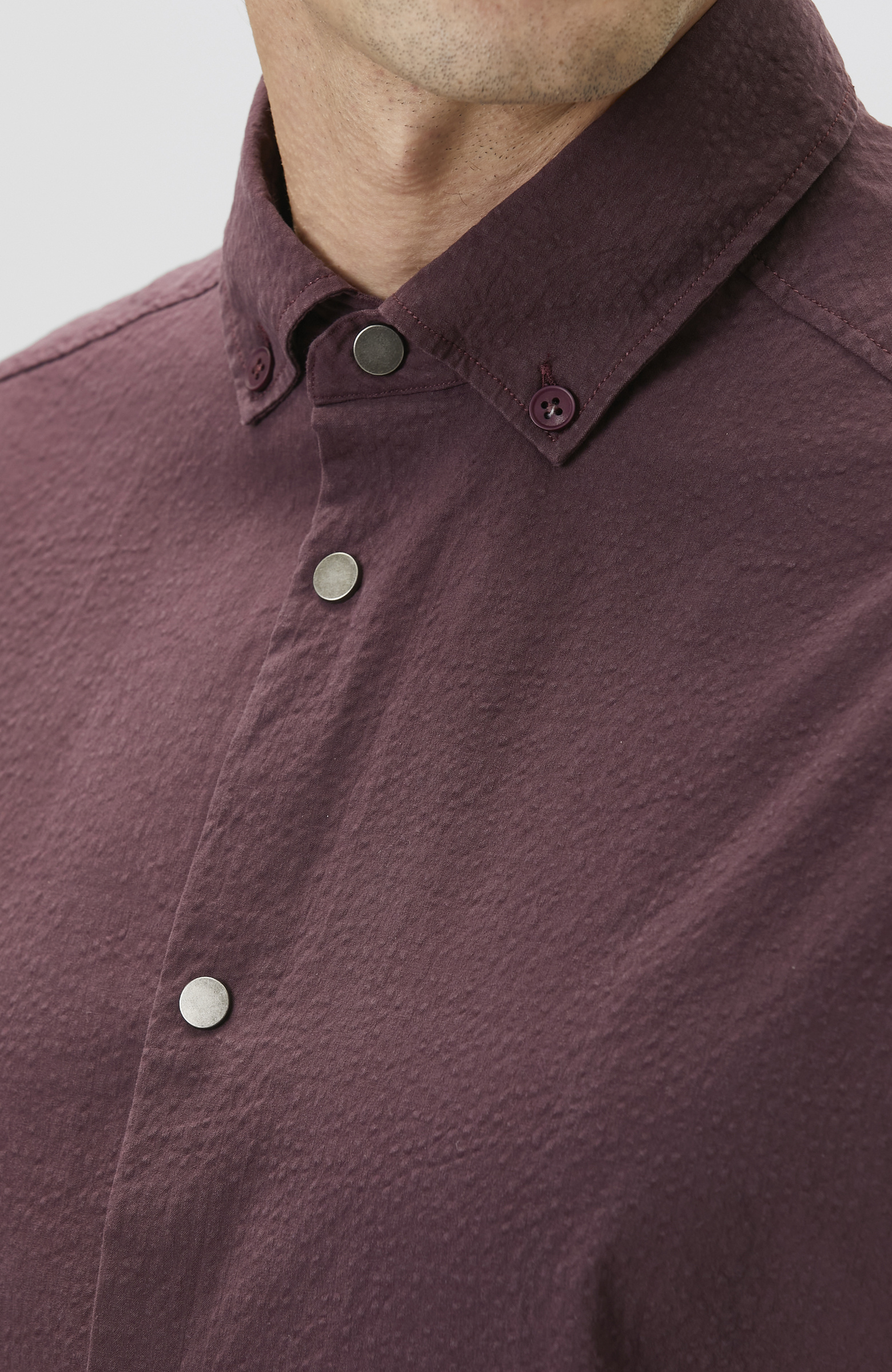 Relaxed Fit Bordo Etek Ucu Lastikli Gofreli Gömlek