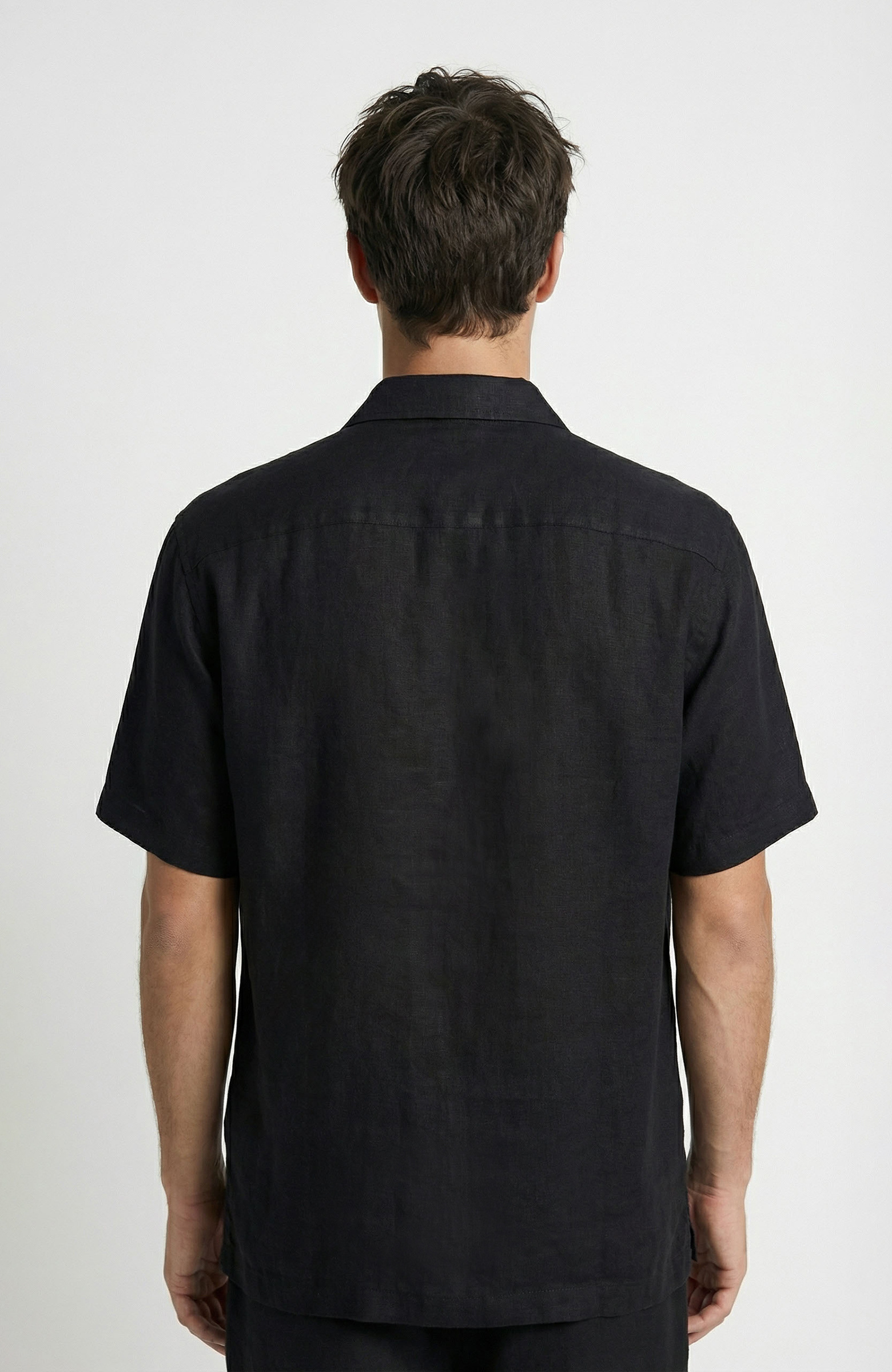 N-Green Relaxed Fit Siyah Keten Gömlek